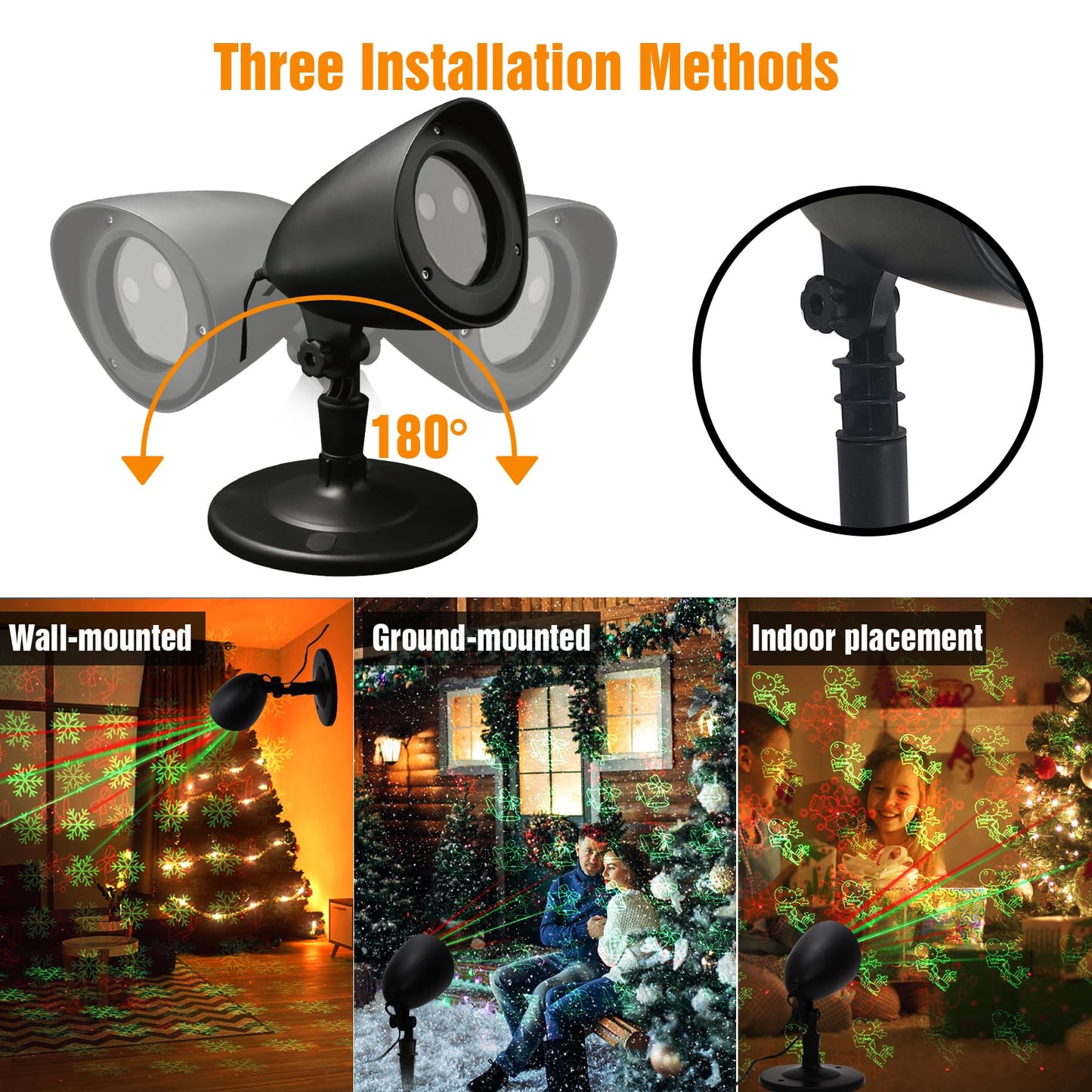 Laser Christmas Projector Lights Outdoor, Rotating Red Green Christmas Laser Lights with Timmer, Remote Control, Waterproof Holiday Light Projector for Indoor Outdoor Garden Patio Wall