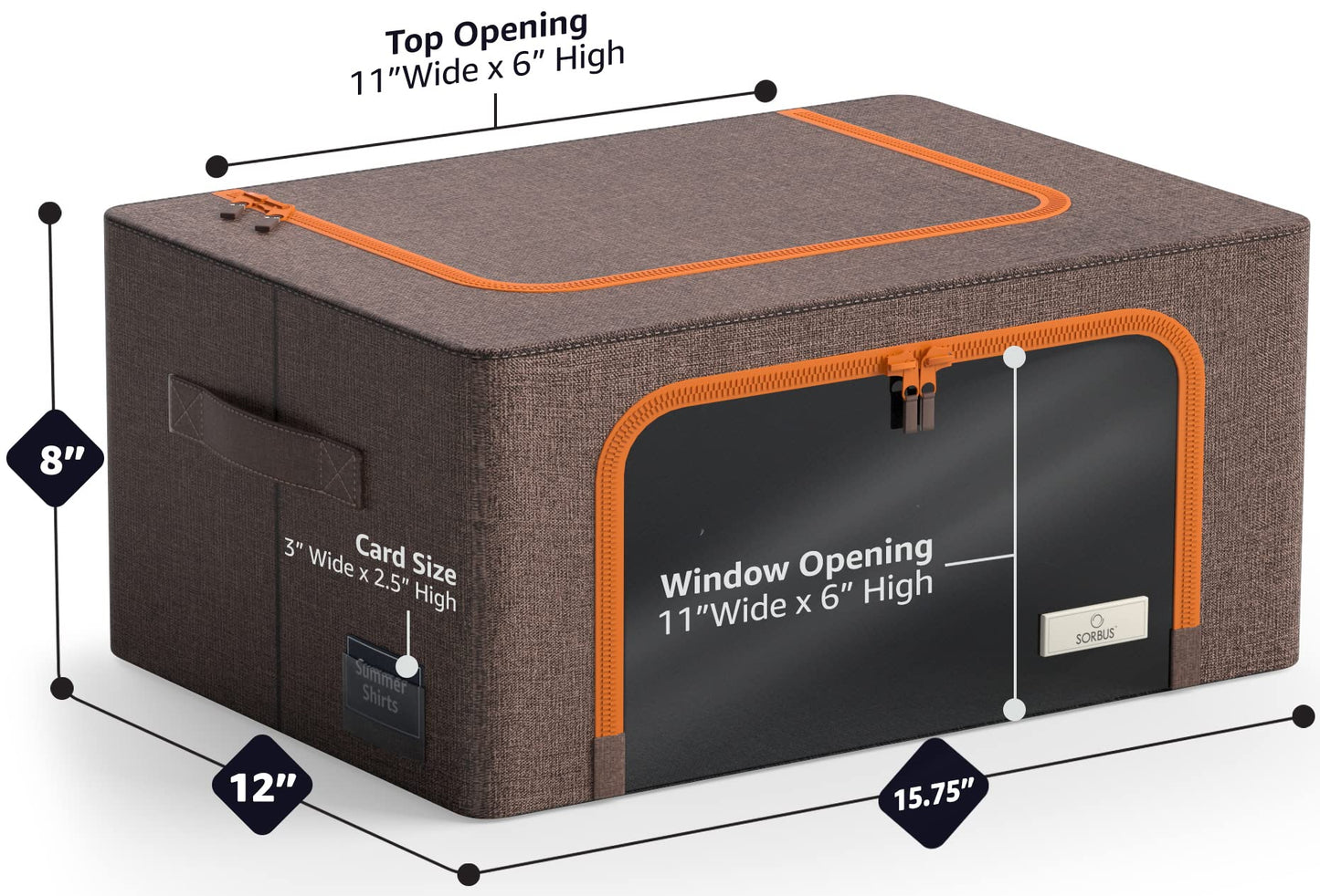 Sorbus Storage Bins with Metal Frame - Stackable & Foldable Clothes Organizer Bags - Oxford Fabric Storage Containers with Large Clear Window & Carry Handles, Bedroom Organization for Bedding & Linen