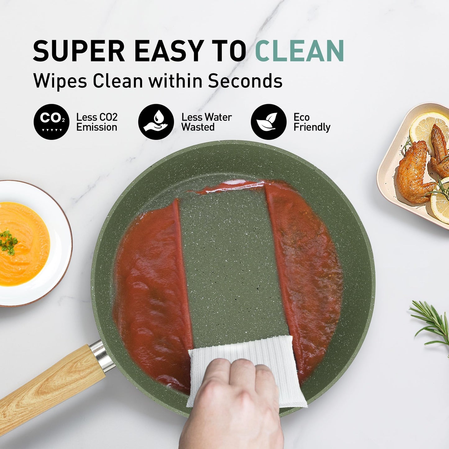 MAISON ARTS Pots and Pans Set Non Stick, 12 Piece Green Granite Kitchen Cookware Induction Compatible, Pot and Pan Sets for Cooking Nonstick