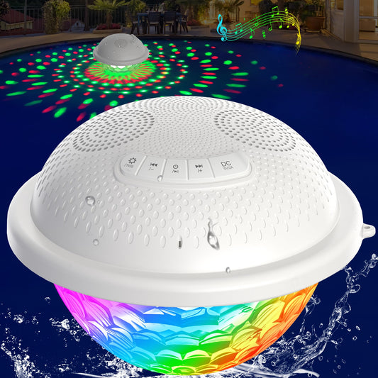 KingSom Bluetooth Pool Speaker,Floating Pools Speaker with Colorful Lights,Hot Tub Speakers IP68 Waterproof P ool Speakers,16W Loud Stereo Sound Bluetooth Speak er,TWS Pairing Floating Speake r-White