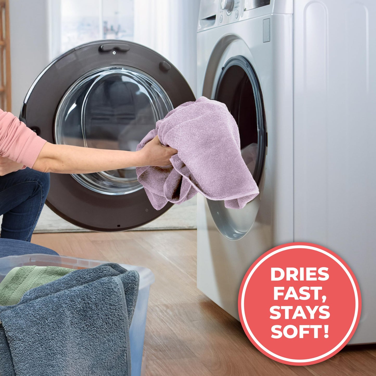 TEXTILOM 100% Turkish Cotton 6 Pcs Bath Towel Set, Luxury Soft & Absorbent Bathroom Towels Set (2 Bath Towels, 2 Hand Towels, 2 Washcloths)- Lilac