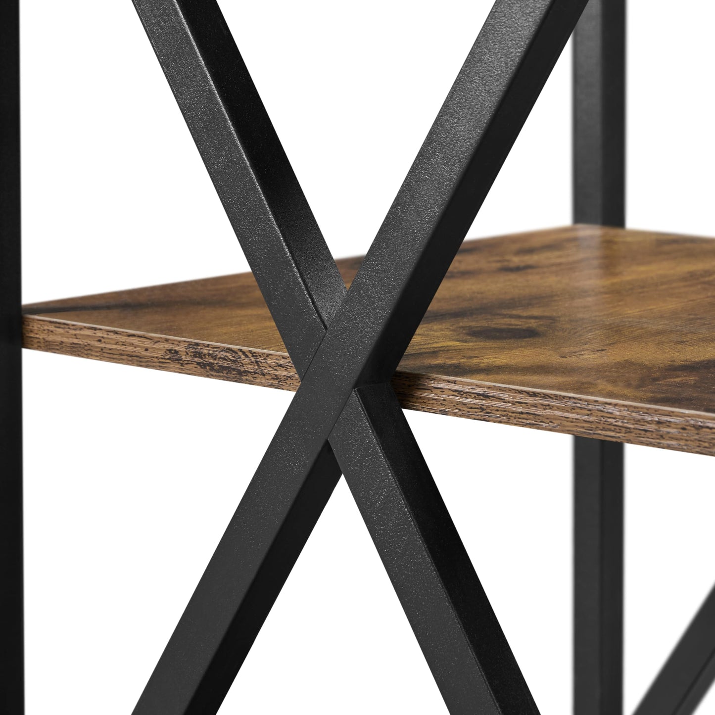 Yaheetech Industrial End Tables Set of 2, 3-Tier Side Tables with Storage Shelves for Living Room, X Design, Strong Metal Frame, Easy Assembly, 16x16x24.5 in, Rustic Brown