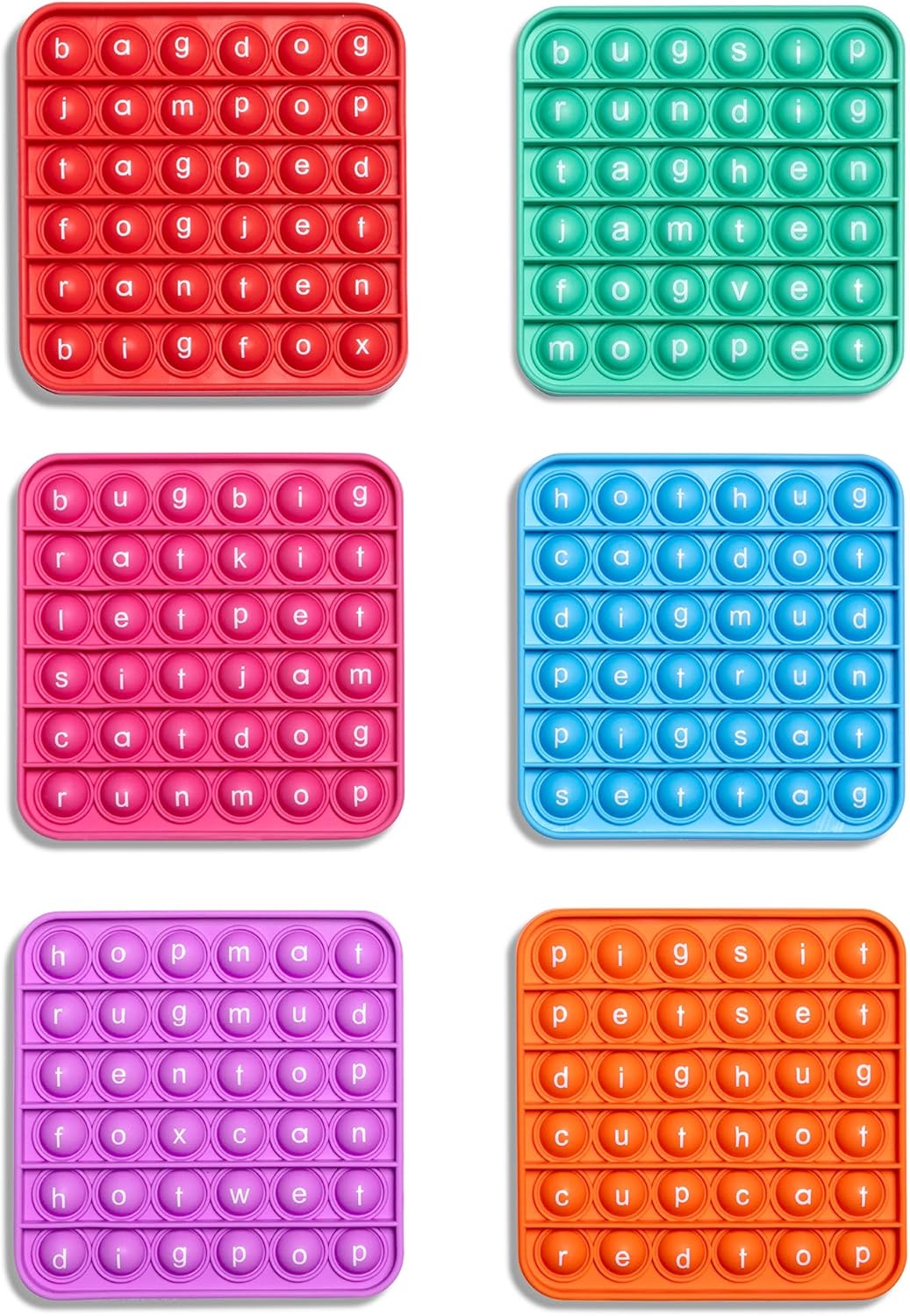 THE FIDGET GAME Word Pop CVC Words Mats for Classrooms (Pack of 6) - Learn to Read in Weeks - Multisensory Reading & Phonics Interactive Tools Ideal for Pre-Kindergarten to 1st Grade