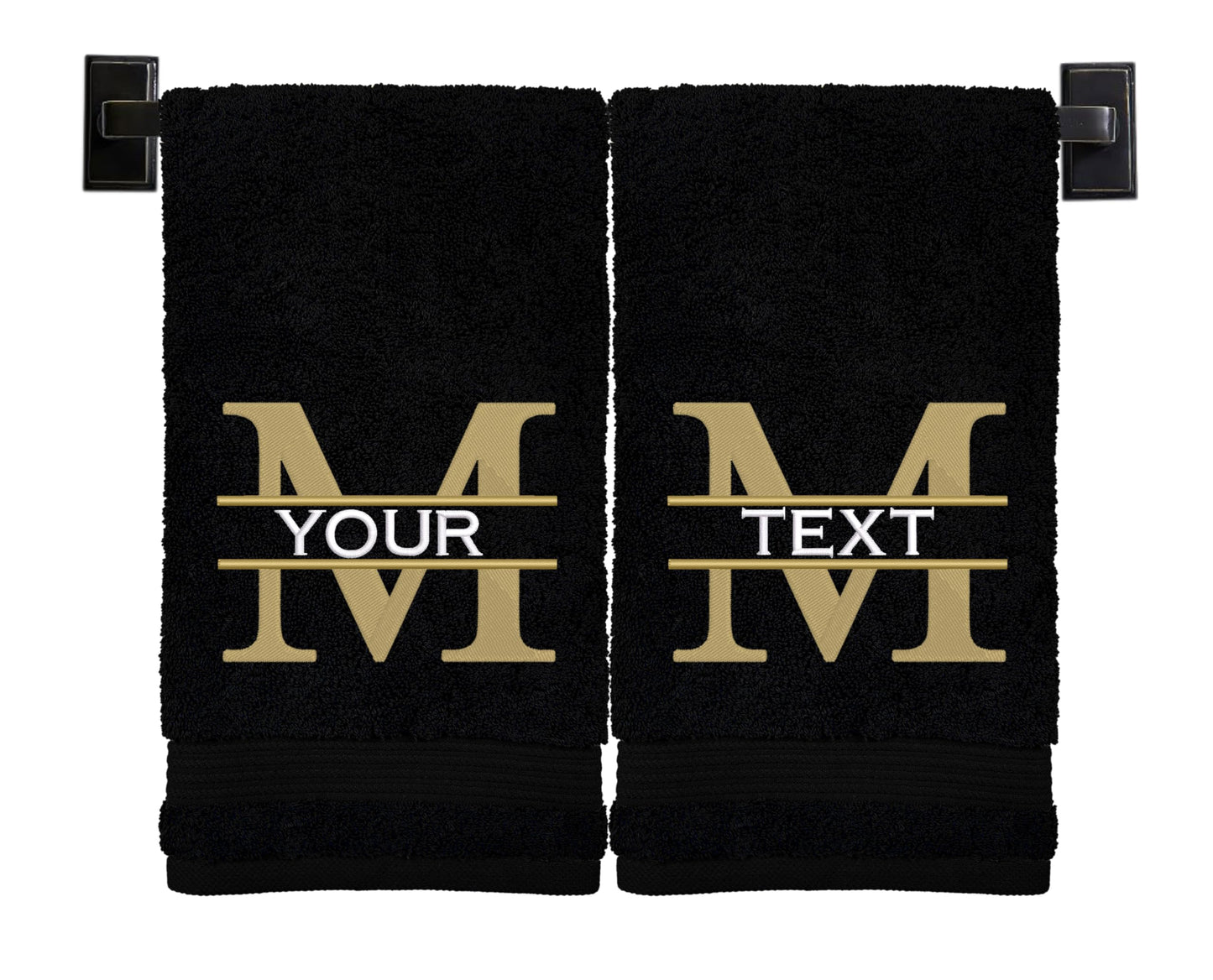 Custom Luxury Towels Personalized Hand Towels | Set of 2 | Choose from 12 Fonts | Genuine Turkish Cotton | Oeko-Tex Certified | Personalized Towels | Bathroom Hand Towels