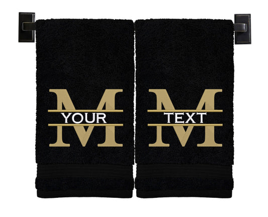 Custom Luxury Towels Personalized Hand Towels | Set of 2 | Choose from 12 Fonts | Genuine Turkish Cotton | Oeko-Tex Certified | Personalized Towels | Bathroom Hand Towels