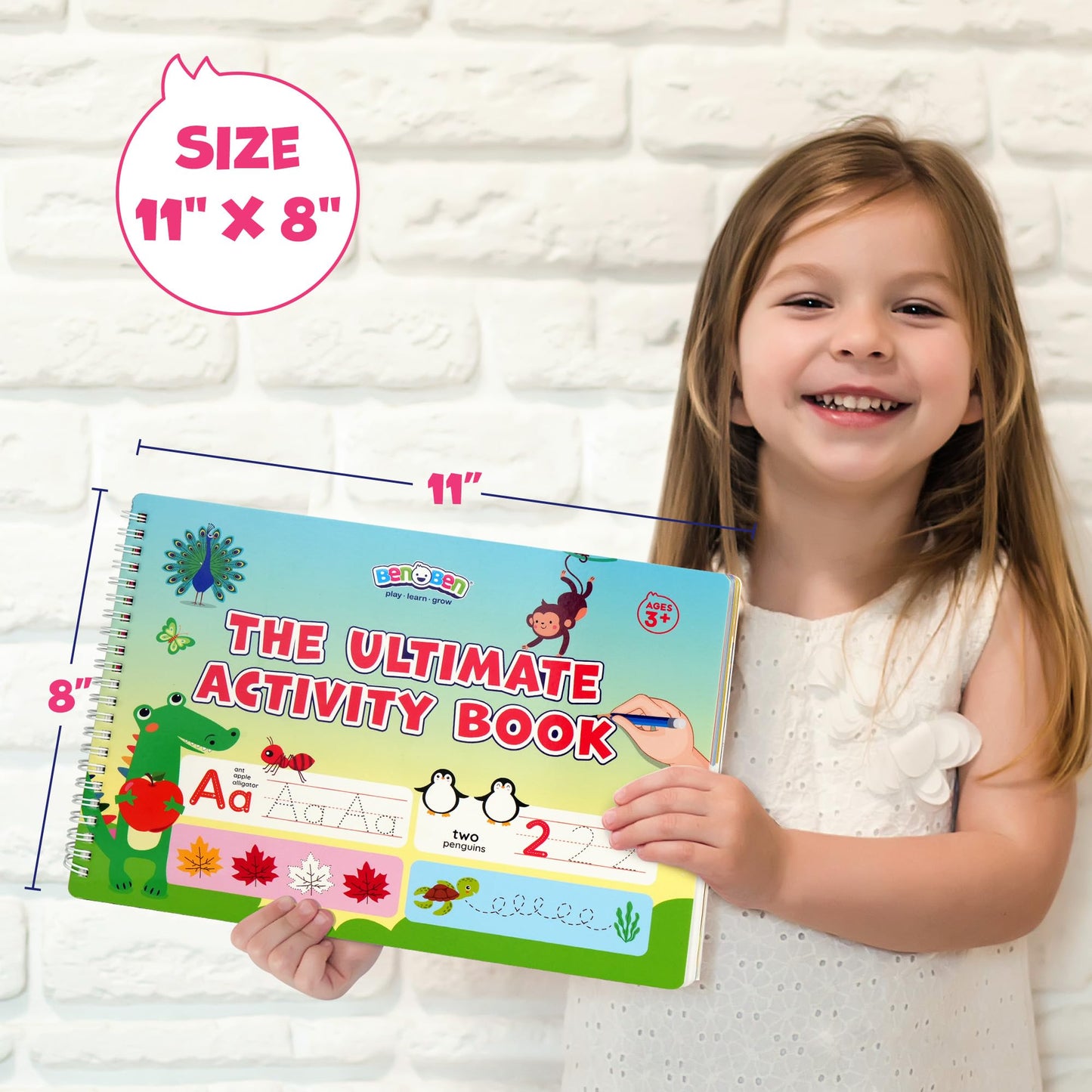 BenBen Preschool Learning Activities, 50 Pages, Tracing Books for Kids Ages 3-5, Kindergarten Workbooks, Toddler Writing Practice, Pre K Busy Book Educational Toys, Autism Learning Materials