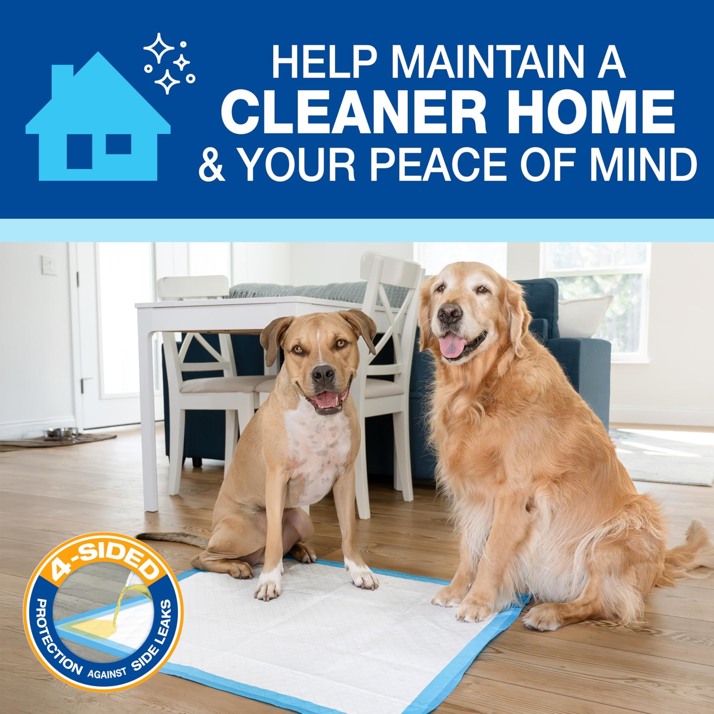 Four Paws Wee-Wee Superior Performance Unscented Extra-Large Pee Pads for Dogs & Puppies, Quilted Leak-Proof Dog Housebreaking Potty Training Floor Protection, 28" x 34", 21 Count