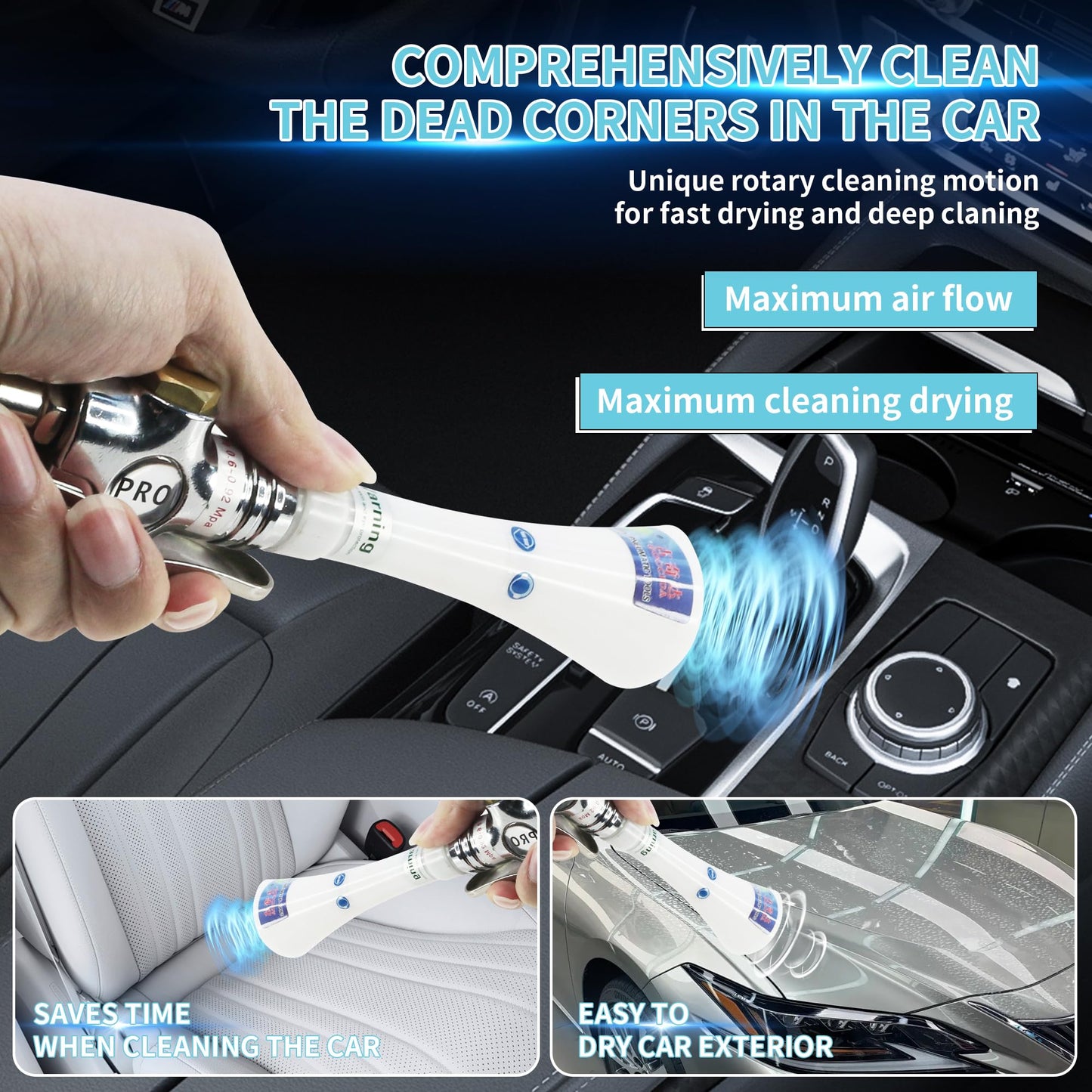 GOCCIDA High Pressure Car Interior Cleaning Gun Car Detailing Tool Air Cleaning Tool for Quickly Blasts Dirt and Dust from Surface(New Upgraded Portable Air Blow Gun