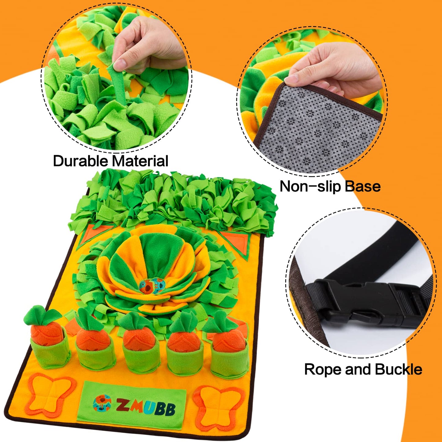 ZMUBB Pet Snuffle Mat for Dogs Sniff Mat Nosework Feeding Mat Slow Feeder Interactive Dog Puzzle Toys for Training and Stress Relief Encourages Natural Foraging Skills (31''x19'')