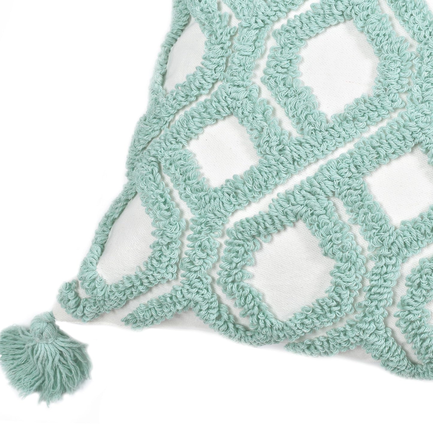 LOOPUINHOM Boho Pillow Covers 18X18 Inch Boho Tufted Throw Pillow Covers Decorative Tassels Cushion Cover Farmhouse Pillow Case for Couch Sofa Bed Living Room Bedroom, Aqua Green