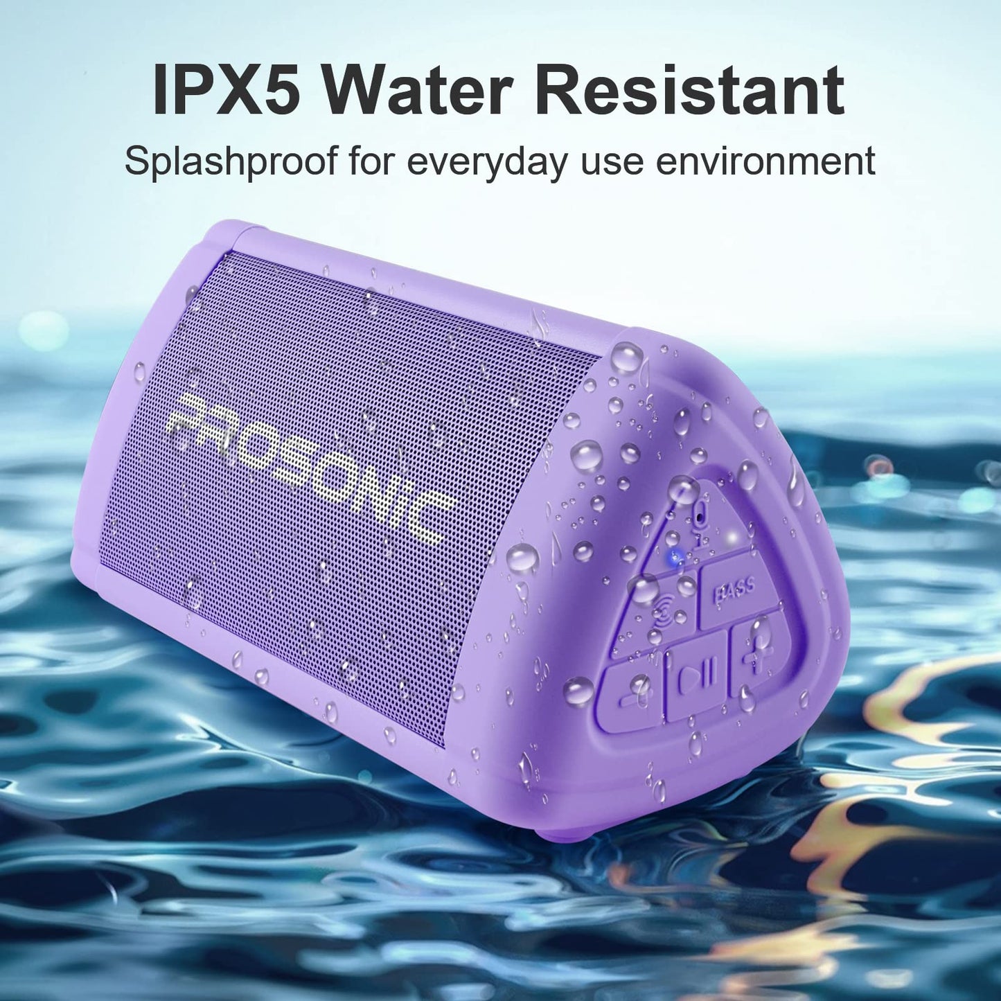 Prosonic BT3 Portable Wireless Bluetooth Speaker with 10W Stereo Sound & Bass Boost -Rich Sound & Intense Bass -Bluetooth 5.0 -Microphone -IPX5 - in & Outdoor Speaker (Purple)