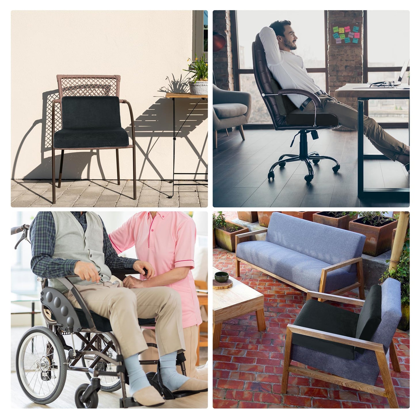 HOMBYS Recliner Seat Cushion with Lumbar Supportive Pillow Extra Large Non-Slip Seat Cushion with Back Support Cushions,Cruve Edge Design for Relief Thighs Pressure, Black