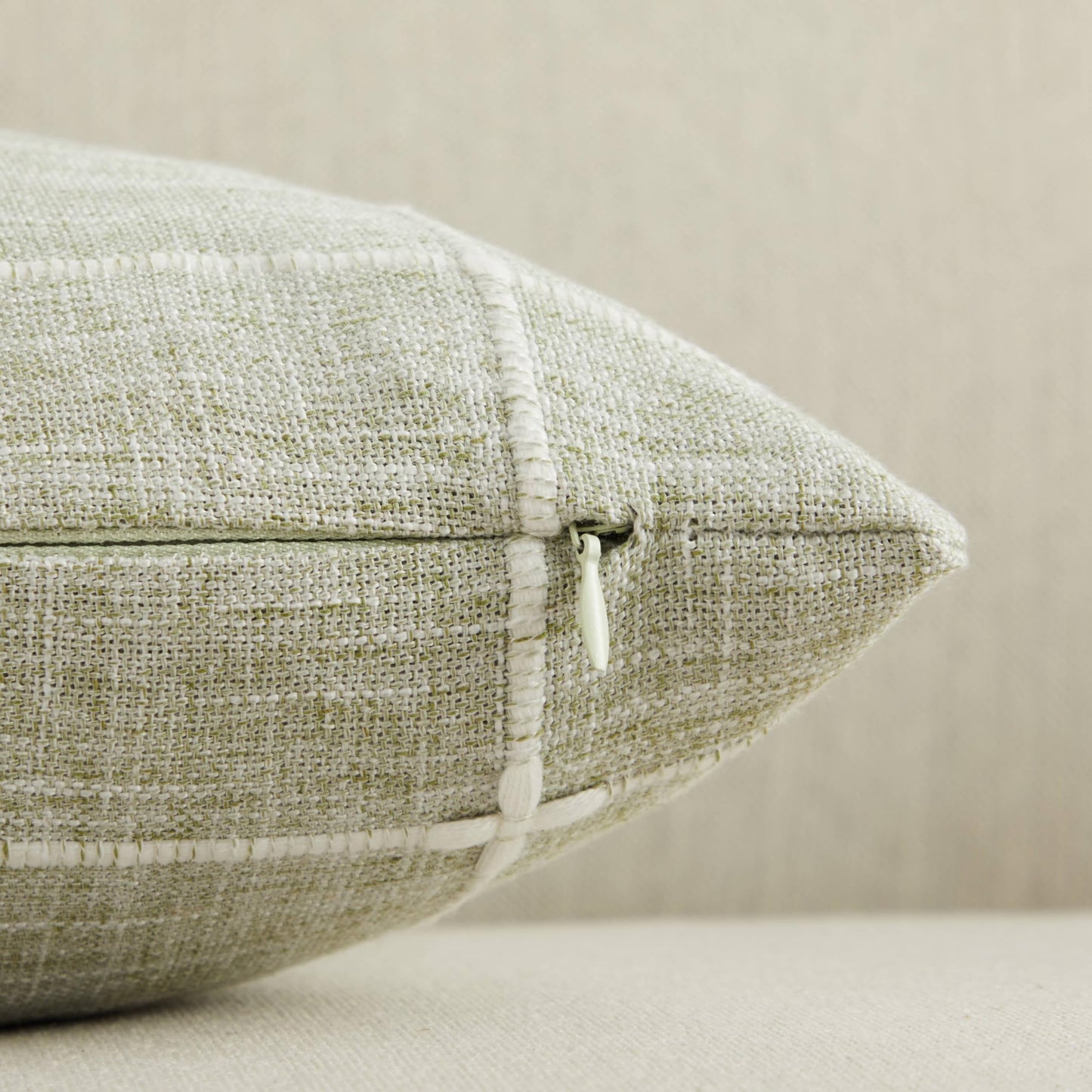 YZJZEDS 2 Packs Grid Embroidery Throw Pillow Covers, 20x20 Inch Green, Farmhouse Cotton Linen Decorative Sage Green Cushion Covers for Sofa Bed Living Room Home Decor