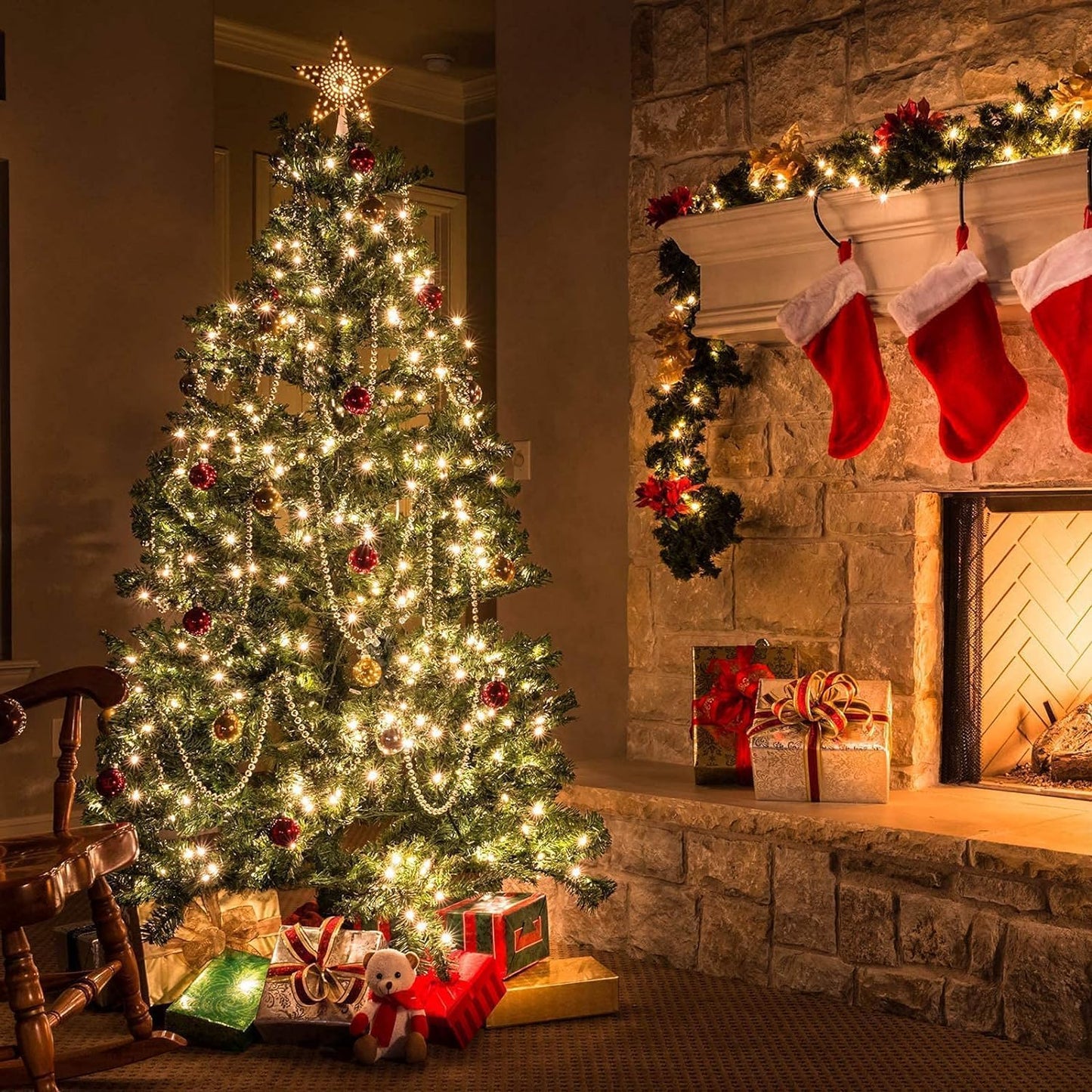 Dirnun Christmas Lights Clear White 70 Count Incandescent Light UL Certified Connectable Christmas Tree Lights with White Wires for Indoor Outdoor Xmas, Wedding, Holiday, Party, Home Decorations