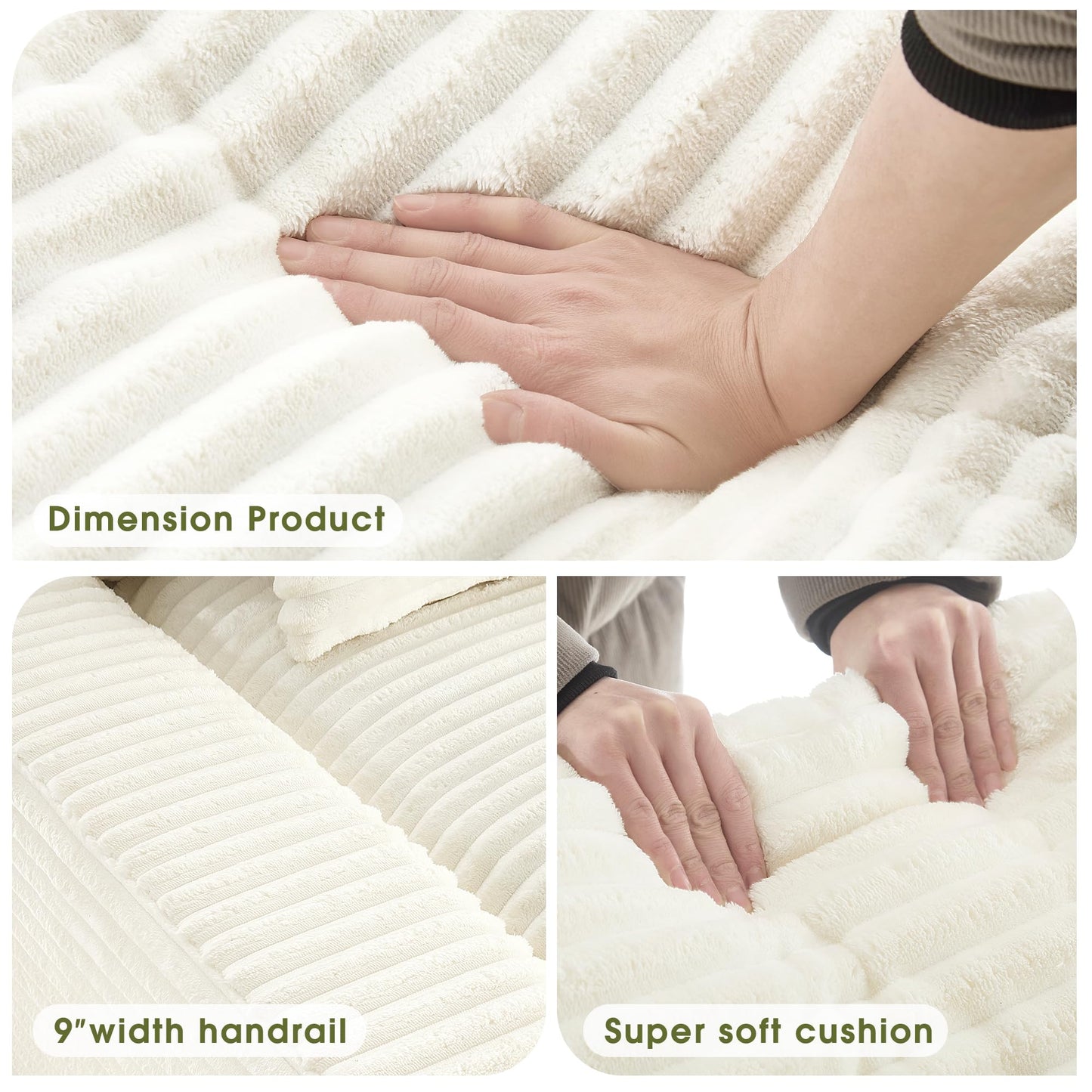 WorthFurni 57.5" Oversized Chaise Lounge Chair Indoor - Upholstered Sofa Bed with Cushions and Armrests Sleeper Chair - Plush Bed for Living Room(White