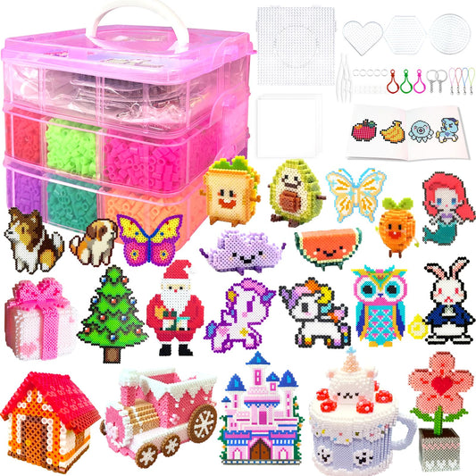 11000 Fuse Beads Kit - 20 Colors 5mm Bead Craft Set with Storage Box, Pegboard, Ironing Paper and Accessories, Arts and Crafts Kits for Kids Age 5+ Christmas Birthday DIY Craft Gift for Girls & Boys