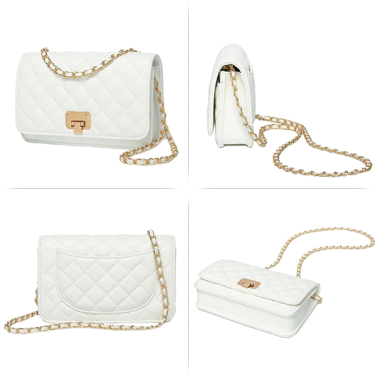 HAKSIM Women Leather Shoulder Bag Fashion Clutch Handbag Quilted Designer Crossbody Bag with Chain Strap