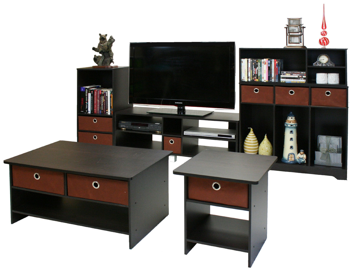 Furinno Dario End Table / Side Table / Night Stand / Bedside Table with Bin Drawer, 1-Pack, Espresso/Brown