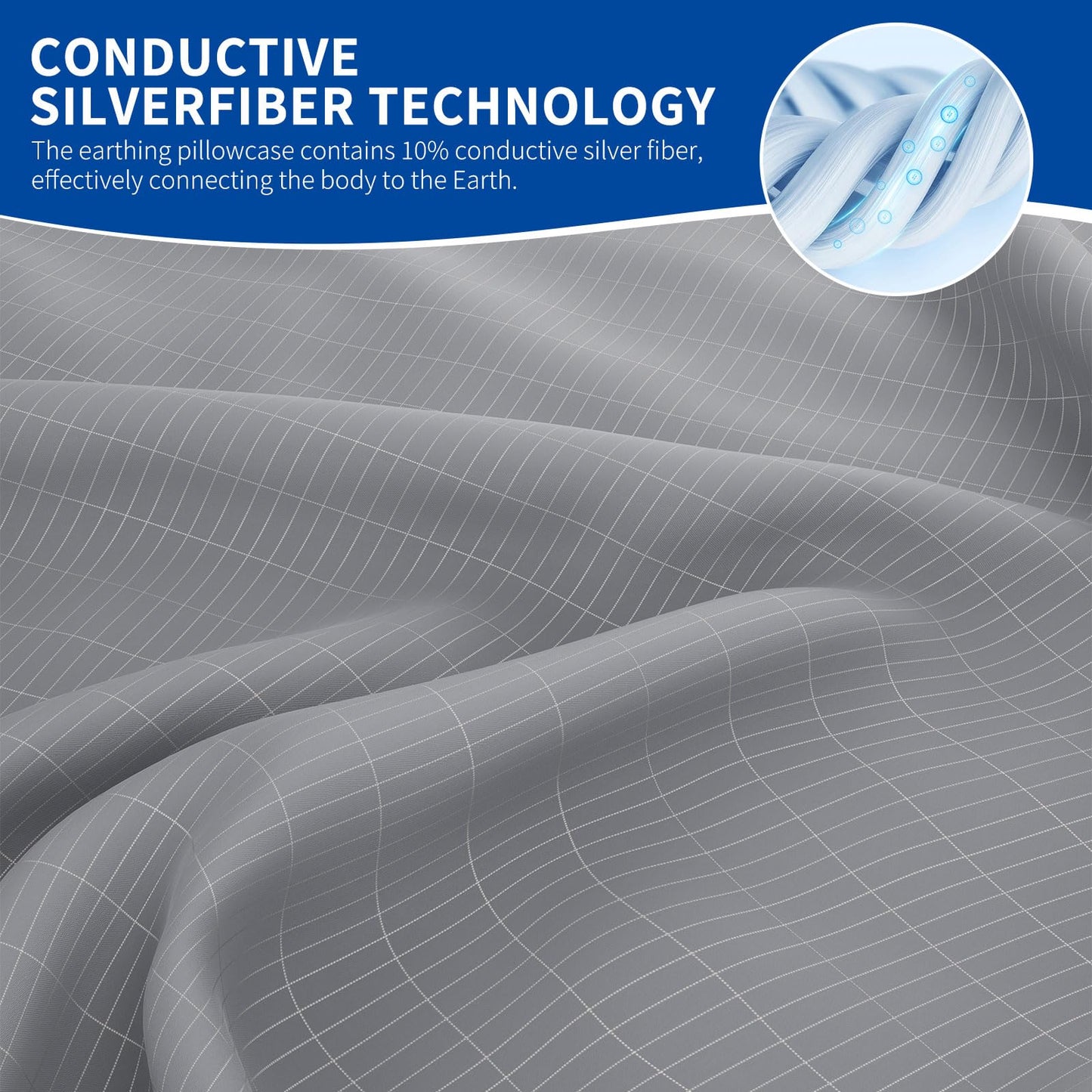 Grounding Pillow Case,Earth Connected Pillowcase,Bedding.Improve Sleep,Reduce Pain.90% Organic Cotton, 10% Silver Fiber (Gray, 30 * 20.5inch)