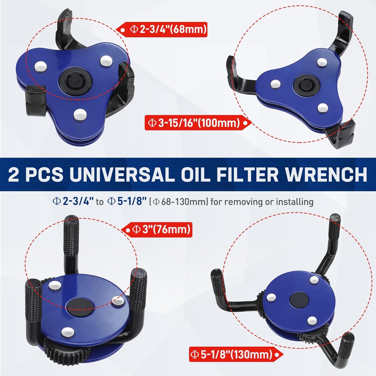 WORKPRO Universal Oil Filter Wrench & Removal Tool, Adjustable Oil Filter Change Set, Ideal for Engine, Conduit, & Fittings