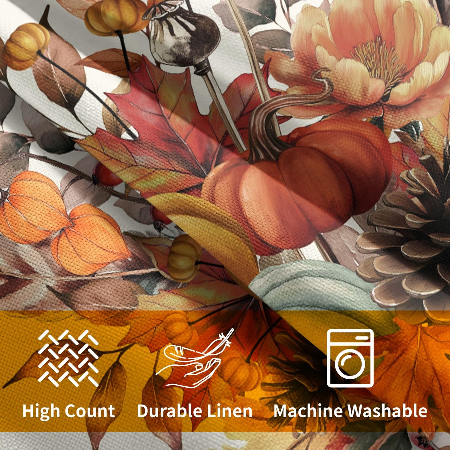 Fall Floral Maple Leaves Throw Pillow Covers 18X18 Inches Set of 2 Autumn Pumpkin Mason Jar Pillowcase Soft Cotton Linen Square Cushion Covers for Home Sofa Bedroom