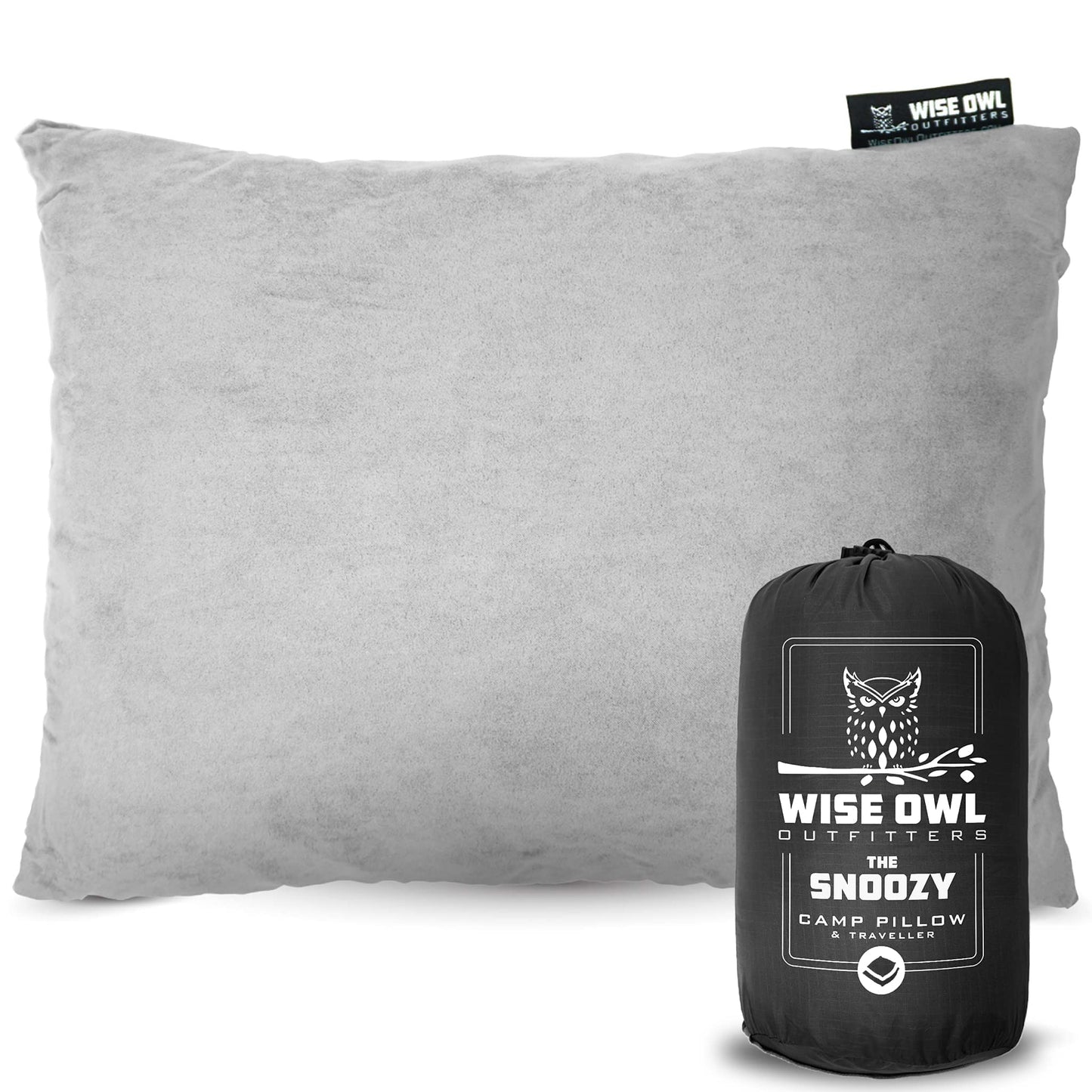 Wise Owl Outfitters Essentials Airplanes, Camping, and Travel-Memory Foam Washable Pillow-Small, Medium (Pack of 1), Grey