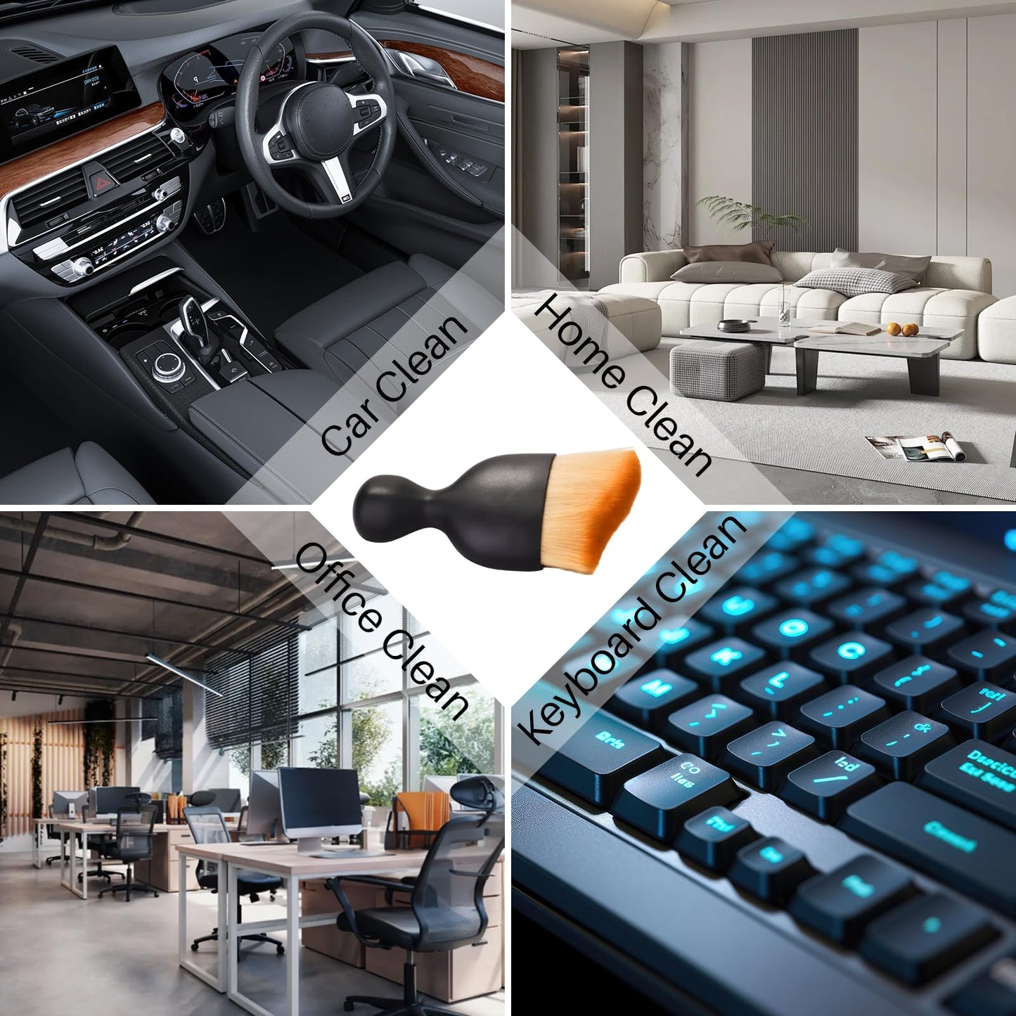 4 PCS Car Interior Detail Dust Brush, Detailing Dusting Brush for Car Interior Dashboard A/C Vent Cleaning Computer Keyboard