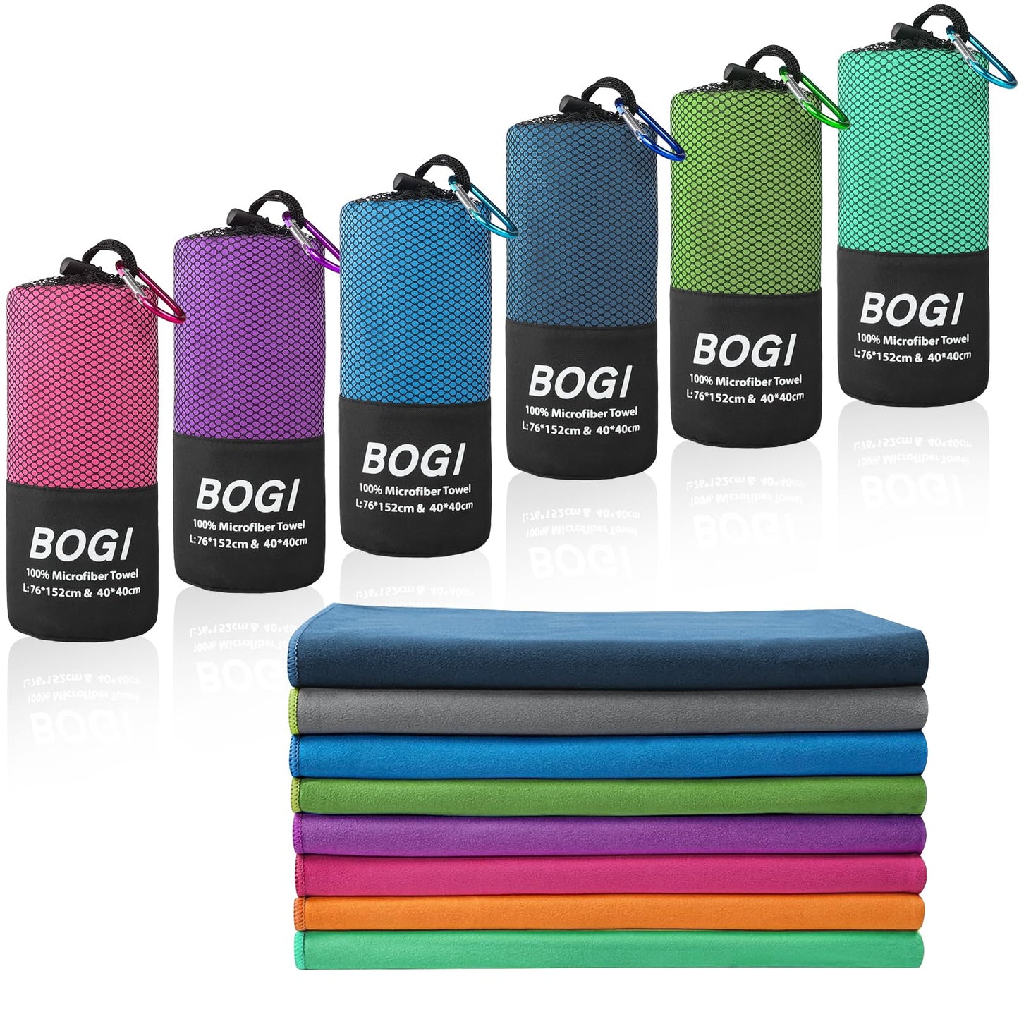 BOGI Microfiber Travel Sports Towel-Quick Dry Towel, Soft Lightweight Microfiber Camping Towel Absorbent Compact Travel Towel for Camping Gym Beach Bath Yoga Swimming Backpacking (M:40''x20''-Nblue)