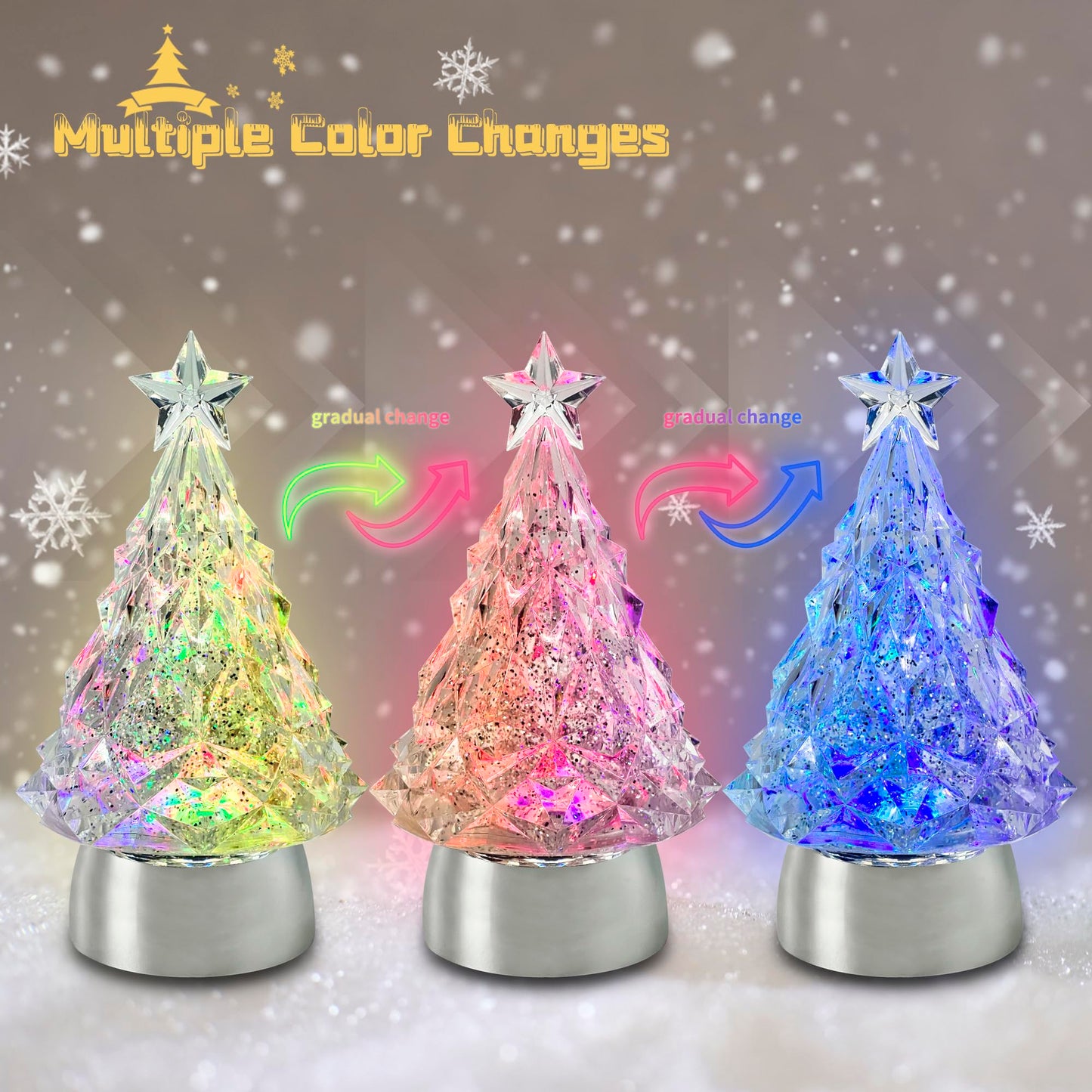 TECH ORANGE Christmas Snow Globe Lantern with Operated Water Glitters Lighted Snow Globe Lantern (Color-Changing Christmas Tree)