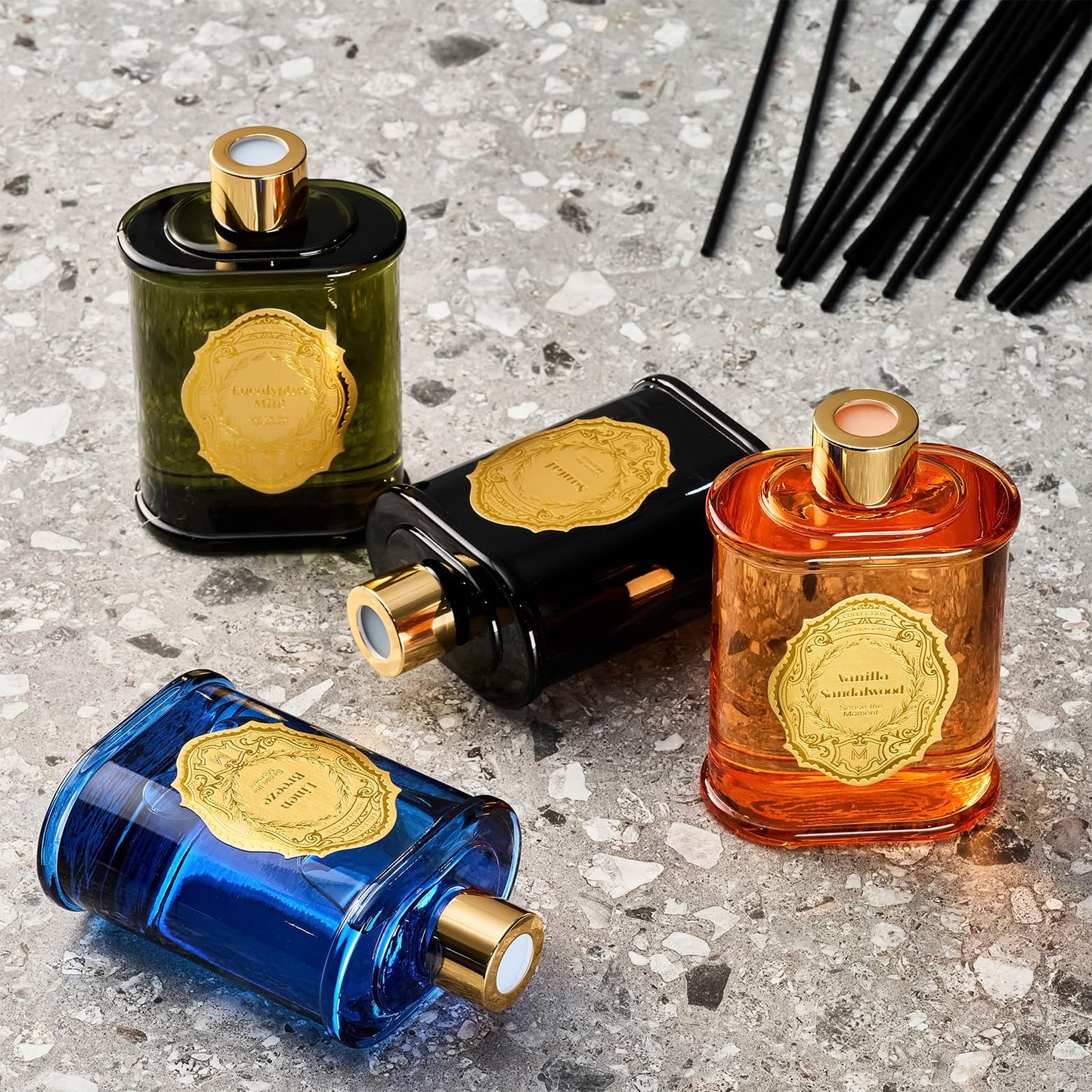 M&SENSE 8.4 oz Large Reed Diffuser for Home | Linen Breeze Scent Oil Diffuser with Sticks | Bedroom Bathroom Living Room Decor