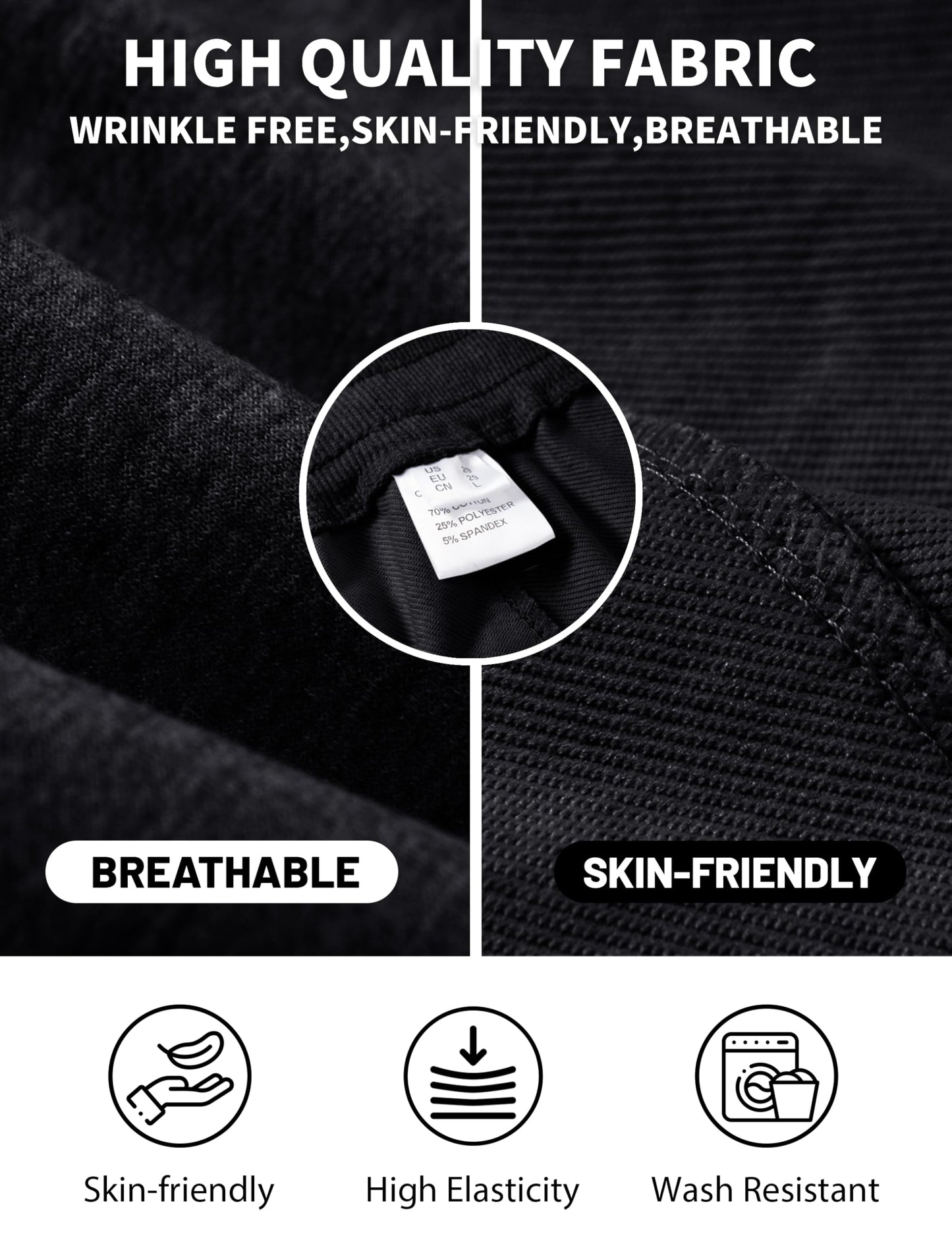 EKLENTSON Men's 3/4 Jogger Pants Gym Shorts Zipper Pocket Sport Fitness Sweatpants Running Shorts for Men Black 38