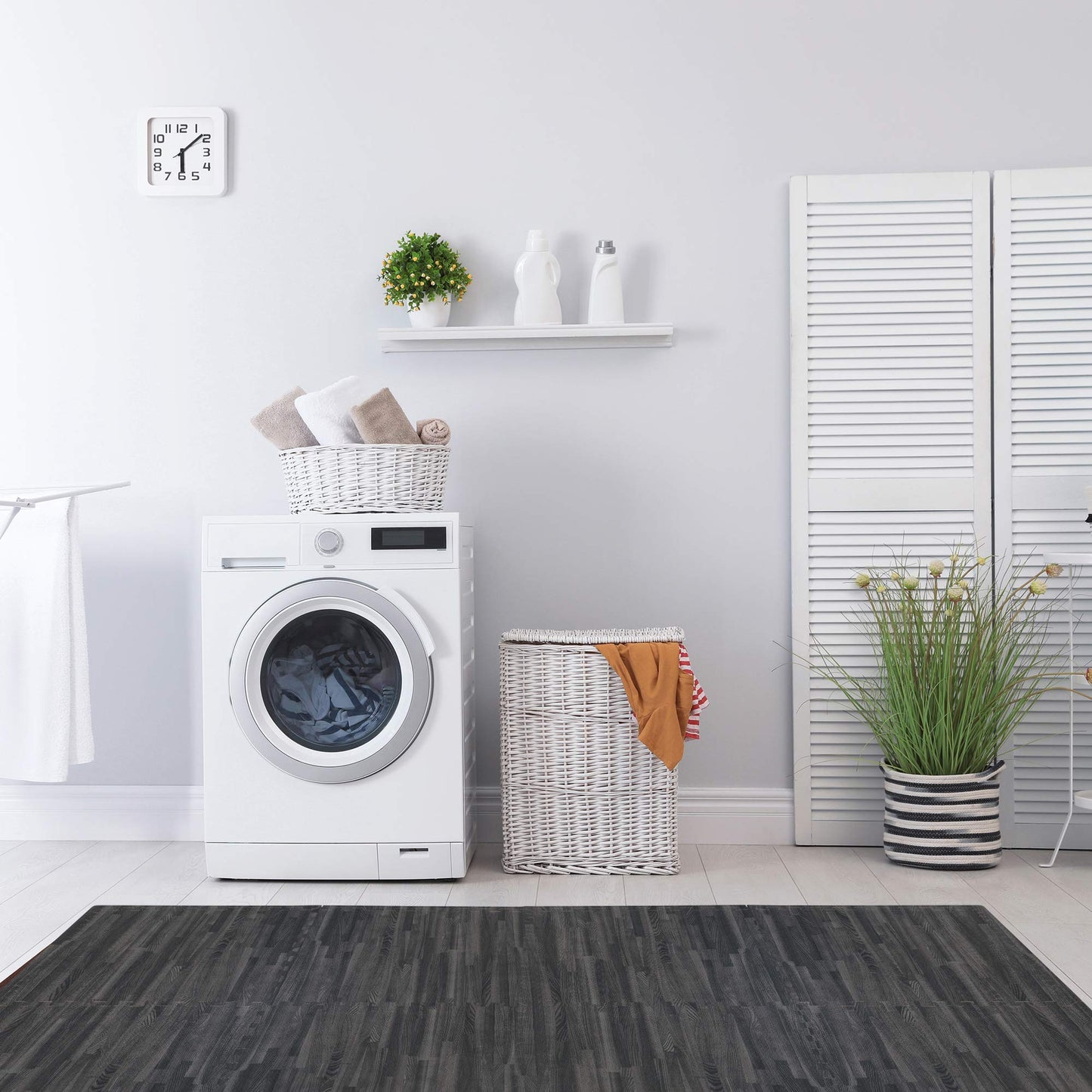 Forest Floor 5/8 Inch Thick Printed Foam Tiles, Premium Wood Grain Interlocking Foam Floor Mats, Anti-Fatigue Flooring, Carbon, 16 Sq Ft