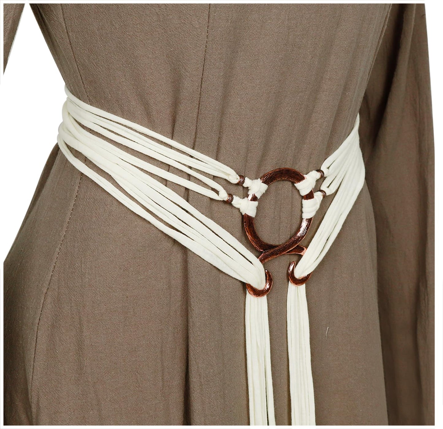 L'VOW Viking Troll Cross Belt Women Medieval Extra Long Rope Belt for Norse Witch Shaman Pagan Ren Faire Accessory