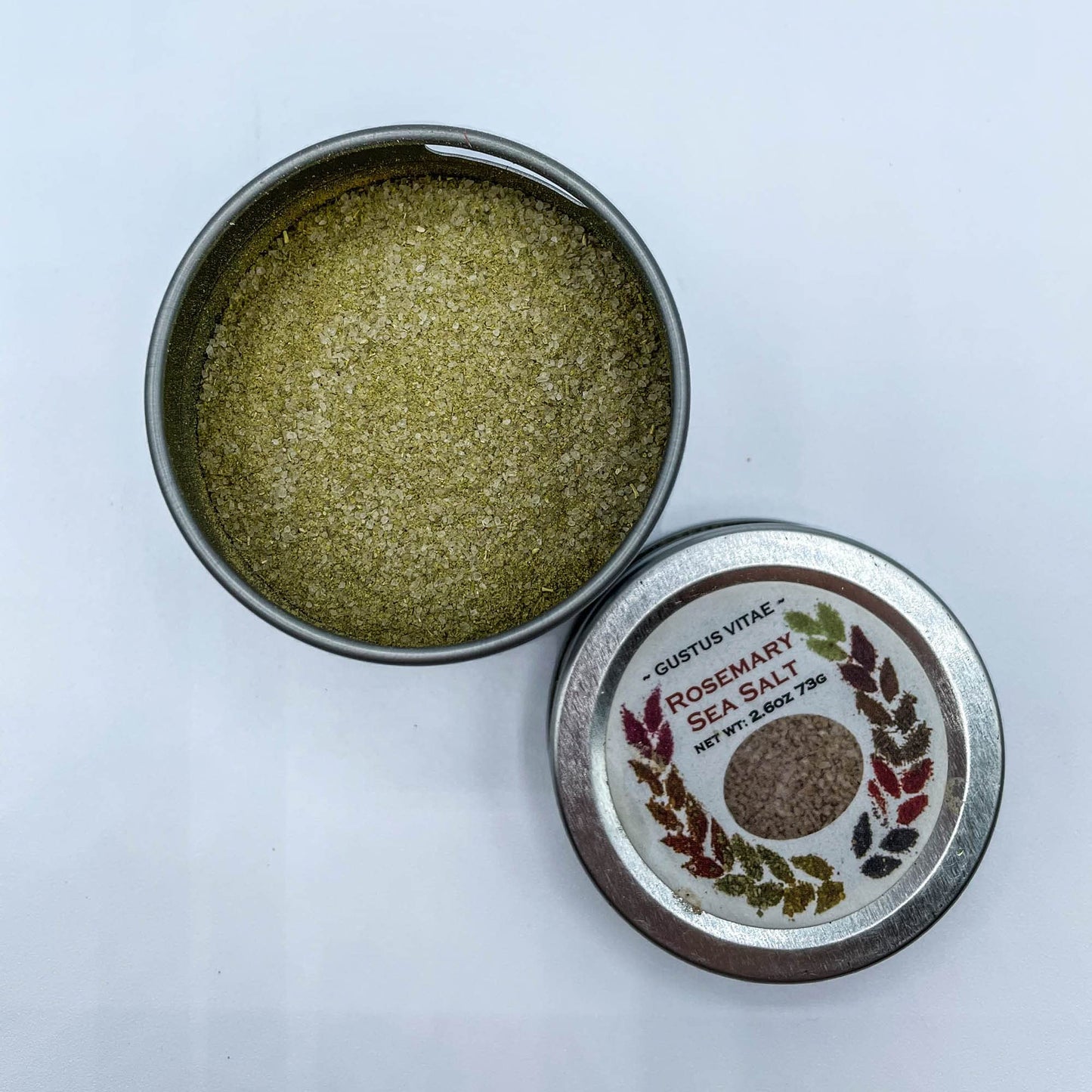 Rosemary Sea Salt | Gourmet Infused Sea Salt | Artisanal Seasoning | - Non GMO, All Natural | Sustainably Sourced, Ultra Premium | Handcrafted in Small Batches in USA | GLP-1 Friendly | Magnetic Tin | Gustus Vitae | #10