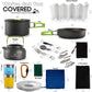 Camping Cookware Set - 19-Piece Lightweight Backpacking Cookware with Pots, Pans, Utensils - Compact Outdoor Cooking Kit for Camping, Hiking, Backpacking & Survival