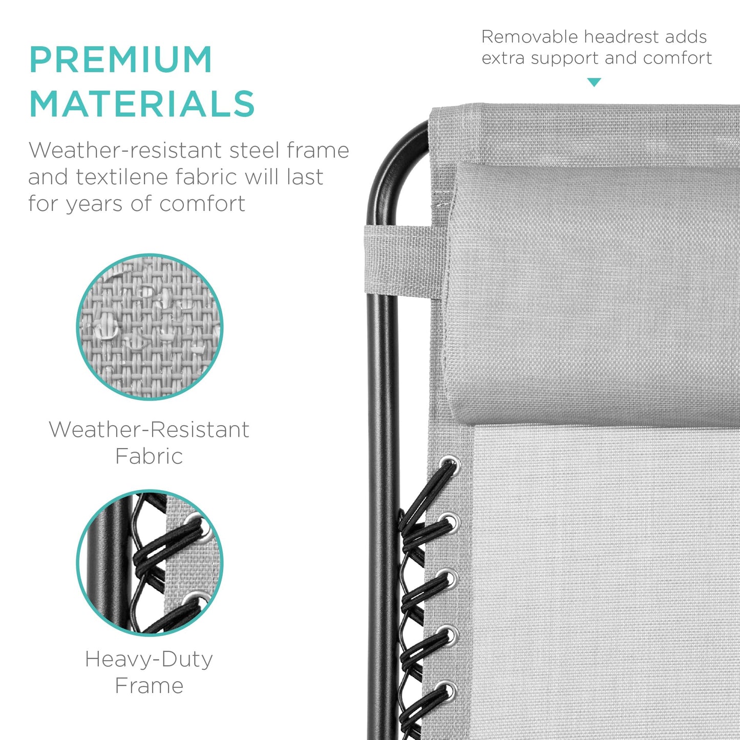 Best Choice Products Set of 2 Adjustable Steel Mesh Zero Gravity Lounge Chair Recliners w/Pillows and Cup Holder Trays - Ice Gray