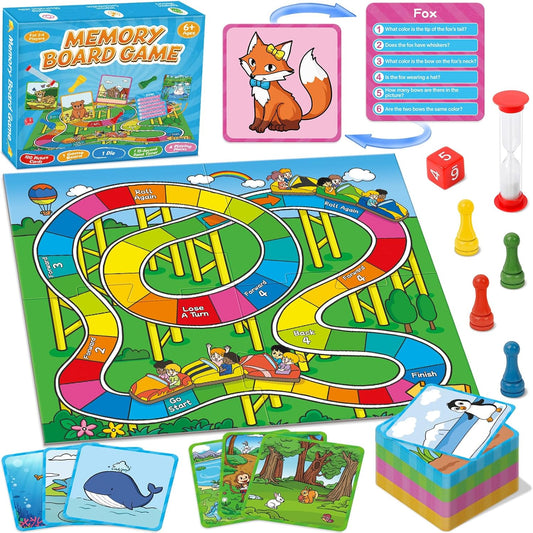 Memory Board Games for Kids and Adult, Family Night Party Games for Children, Picture Flash Cards Improve Brain Training Learning Educational Activities Develop Concentration and Observation