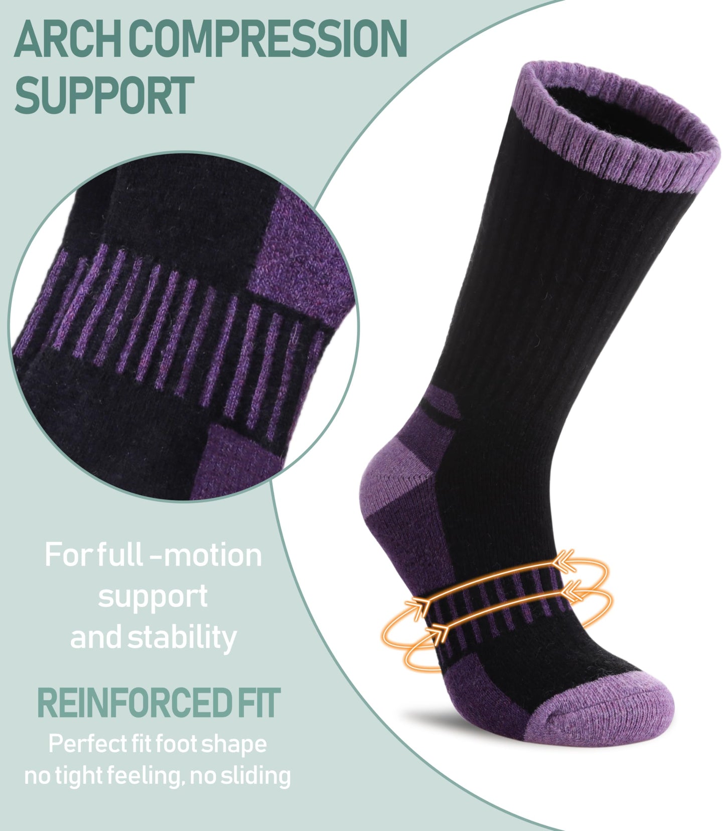 Yebing Merino Wool Hiking Socks for Womens Thermal Warm Winter Boot Crew Cushion Cozy Thick Work Gift Socks 5 Pairs Mixed Color A,Medium