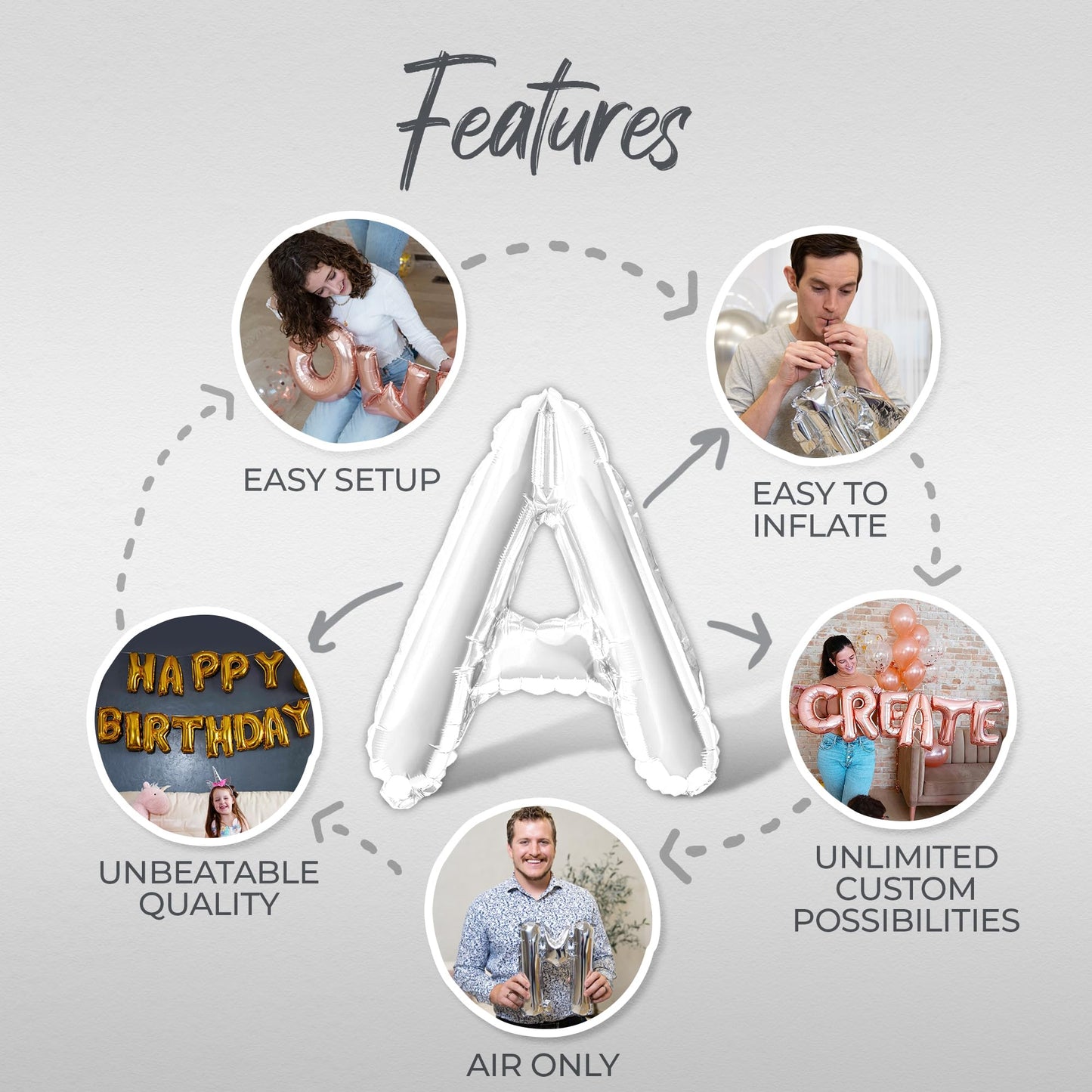 Letter Balloons - HAVE YOURSELF A MERRY LITTLE CHRISTMAS 16" Inch Alphabet Letters Foil Mylar Balloon Christmas and Holiday Party Balloon Banner (White)