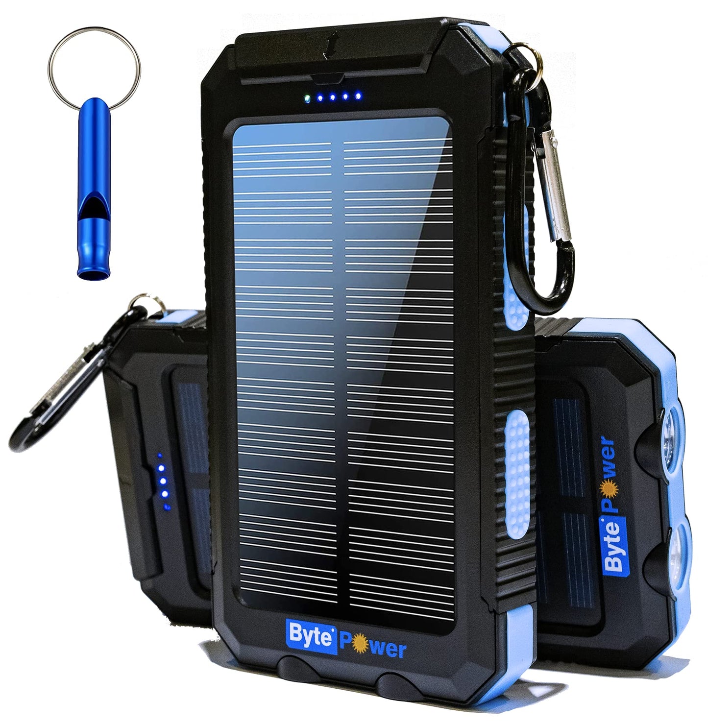 Solar Charger Power Bank 20000mAh, Portable Solar Pone Charger with Compass,Carabiner, Whistle,Flashlights,Solar Panel Charger,Camping Gear Accessory (Black)
