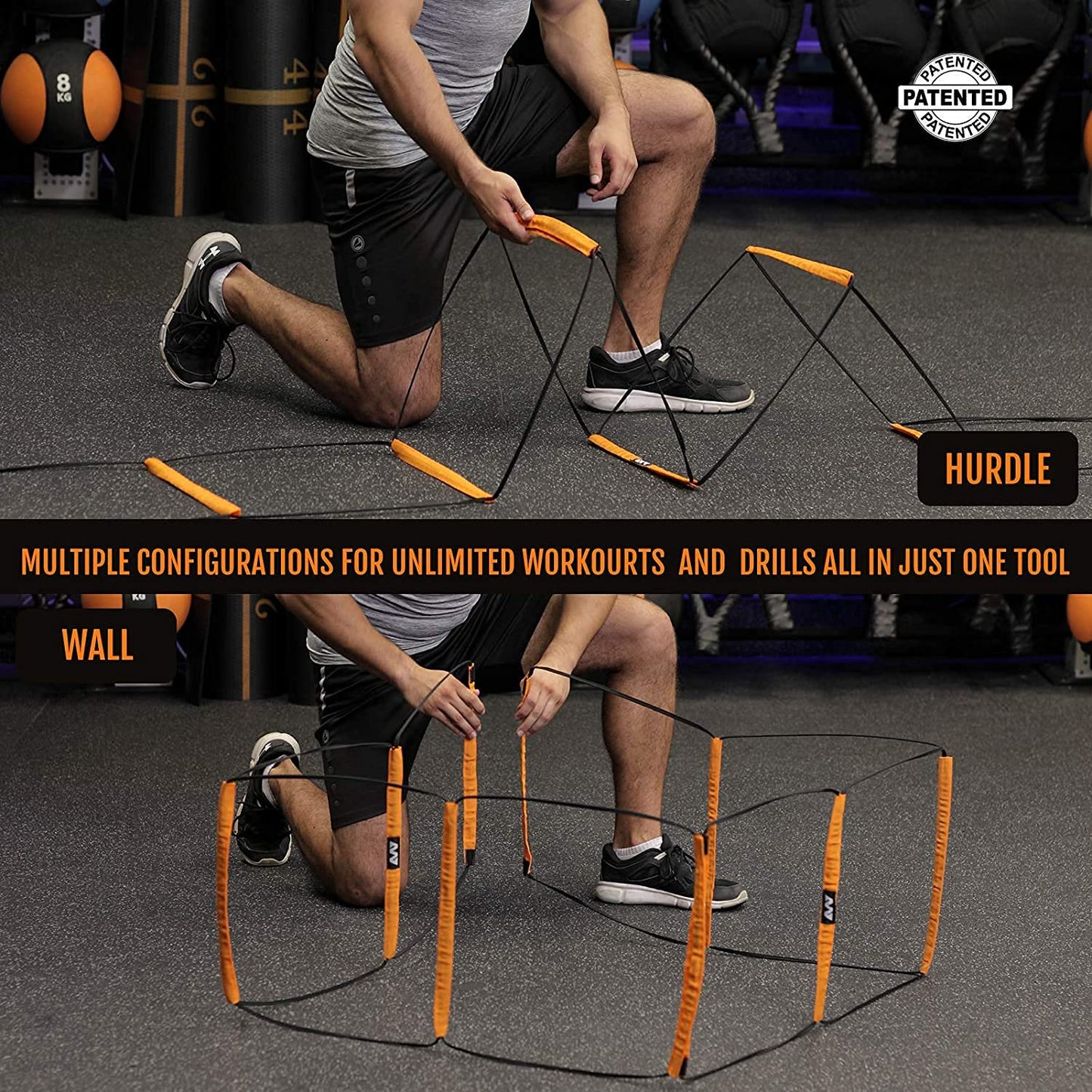 ALPHAWORX Agility Ladder, Agility Training Equipment, Soccer Speed Ladder, Football Footwork Ladder, Workout Ladder for Kid Adult, Foldable Instant Set-up & Tangle-Free & Carry Bag (4 Rung)