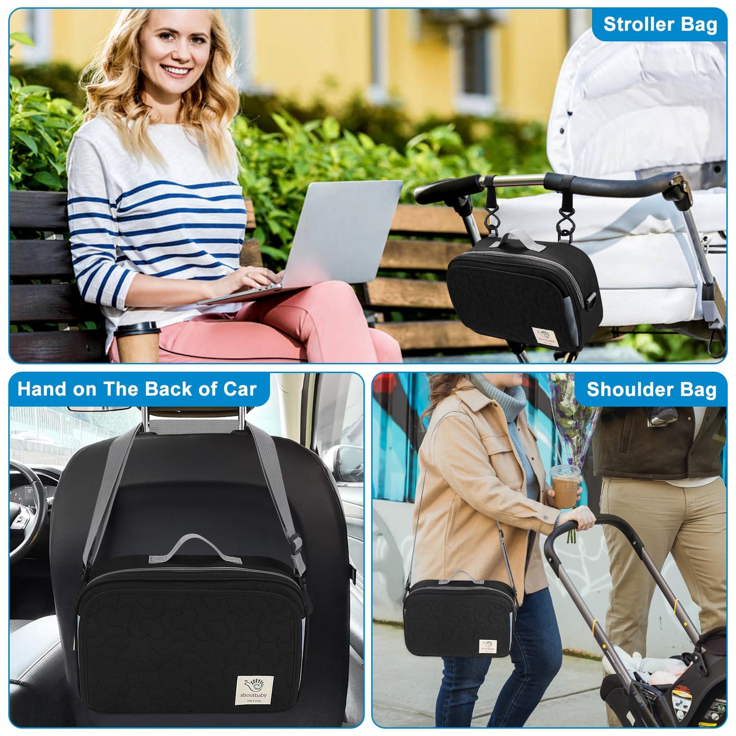 Accmor Stroller Organizer, Universal Stroller Organizer with Insulated Cup Holder Pocket, Dual Purpose Large Capacity Stroller Bag Caddy, Stroller Accessories Fits for Uppababy, Doona, Nuna Strollers