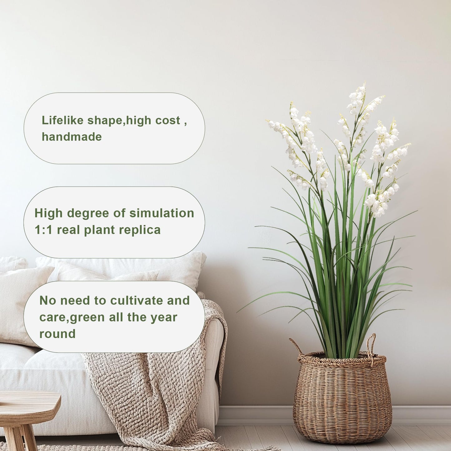Fake Plants Home Decor Fake Flowers Artificial Plants Outdoor Tall Grass Plant Artificial Pampas Grass Decor Artificial Plants Indoor Fake Grass Living Room Decor Artificial Grass 36“2PCS White