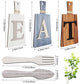 Jetec Cutting Board Eat Sign Set Hanging Art Kitchen Eat Sign Fork and Spoon Wall Decor Rustic Primitive Country Farmhouse Kitchen Decor for Home Decoration(Gray, White, Brown)