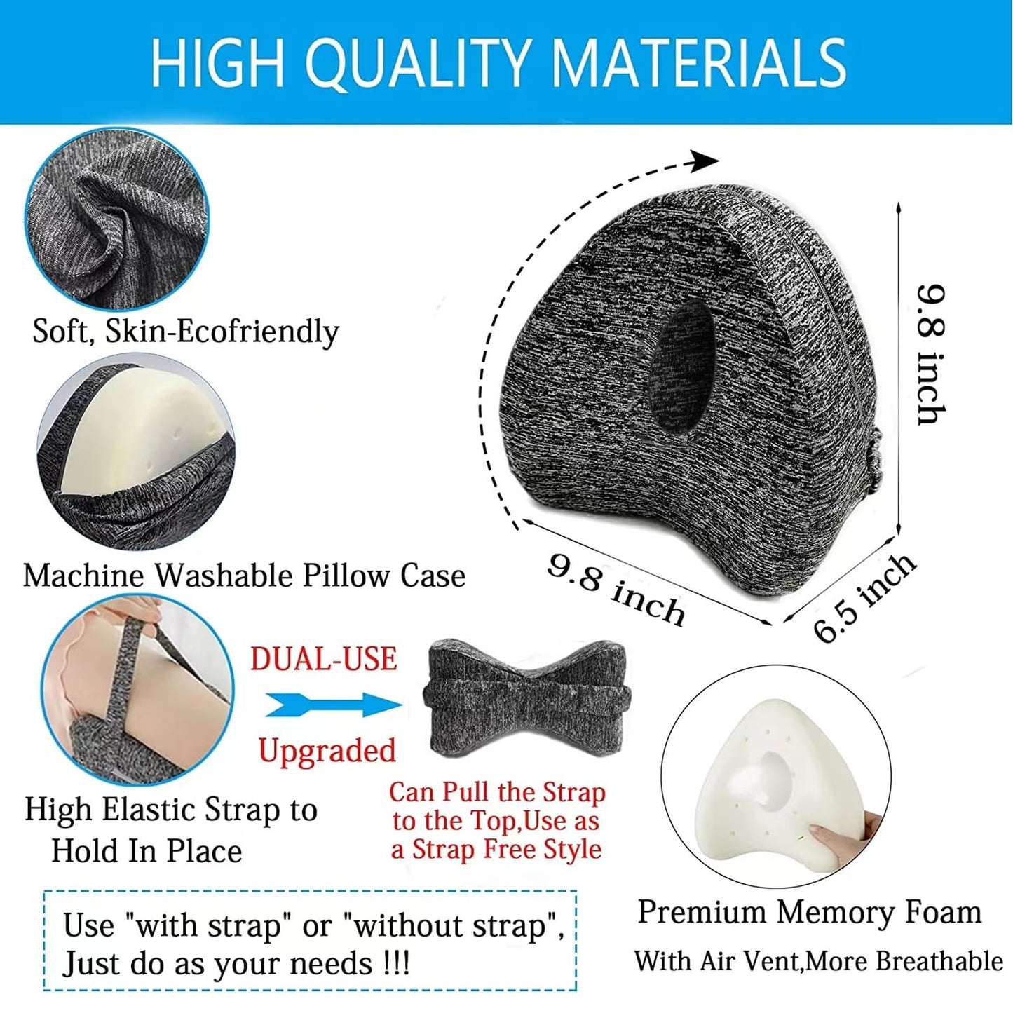 Vertdens Leg Pillow, Knee Pillow for Side Sleepers, Leg Pillows for Sleeping, Knee Cushion for Sleeping,Suitable for Relieving Leg, Back, Knee Pain