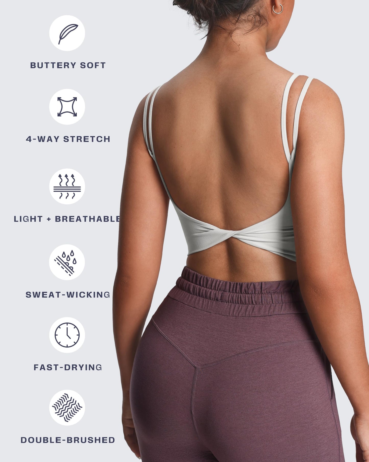 Aoxjox Women's Workout Sports Bras Fitness Yoga Crop Tank Twist Back Cami (White, Small)