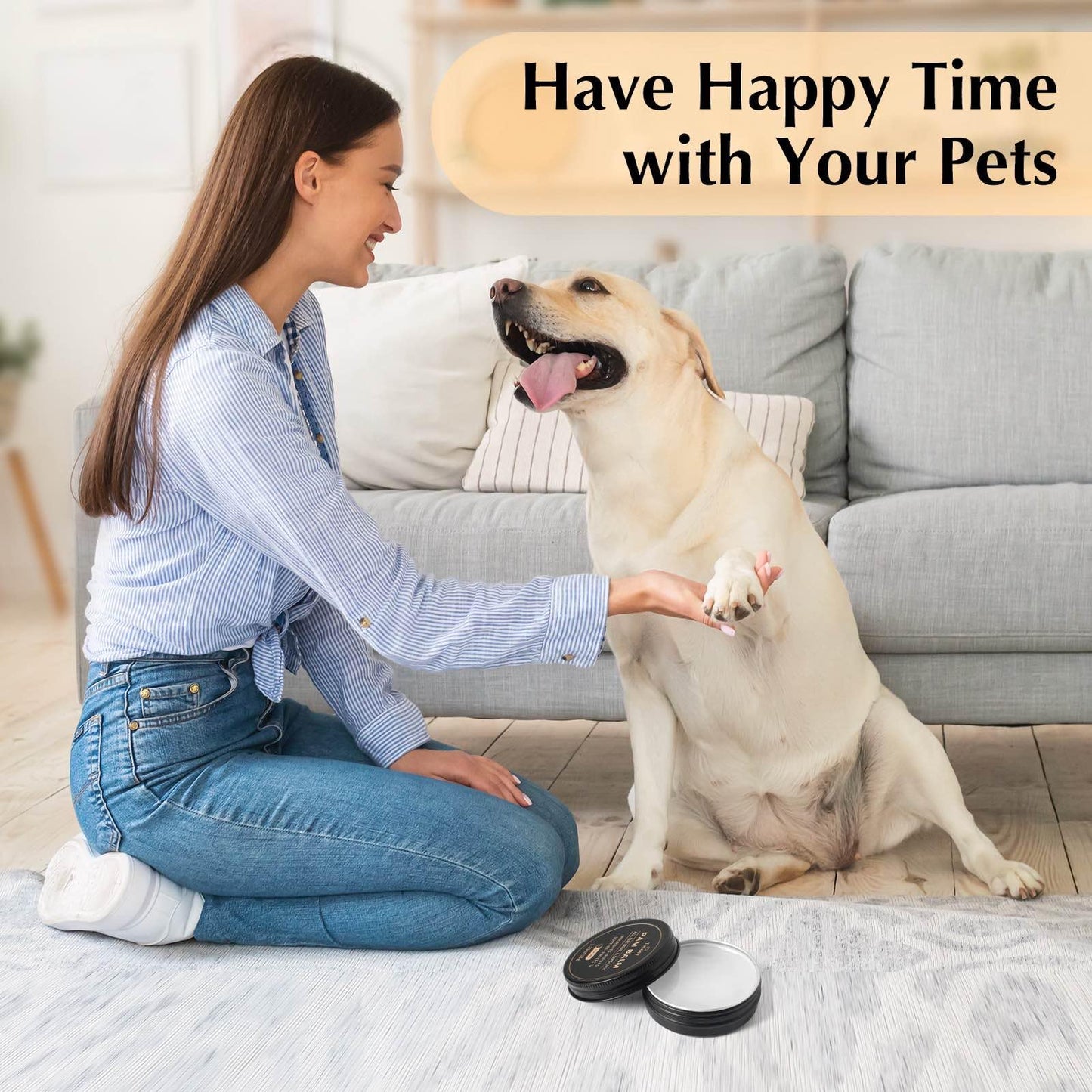 Tinioey All-Natural Lick Safe Dog Paw Balm for Dogs & Cats | 2 Pack Dog Paw Pad Balm Paw Protector, Moisturizer & Soother for Dry Cracked Paws & Noses | Snout Soother for Dogs (1.23oz*2)