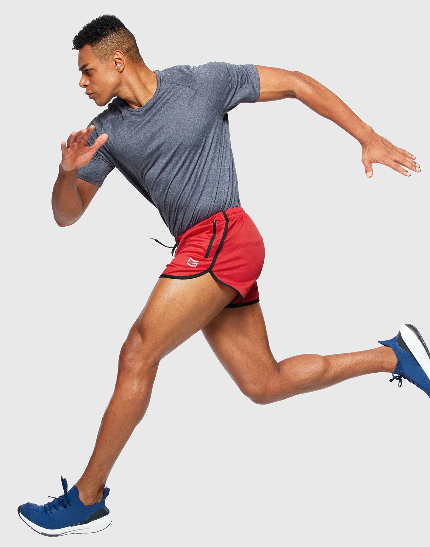 G Gradual Men's Running Shorts 3 Inch Quick Dry Gym Athletic Jogging Shorts with Zipper Pockets (Red, Large)