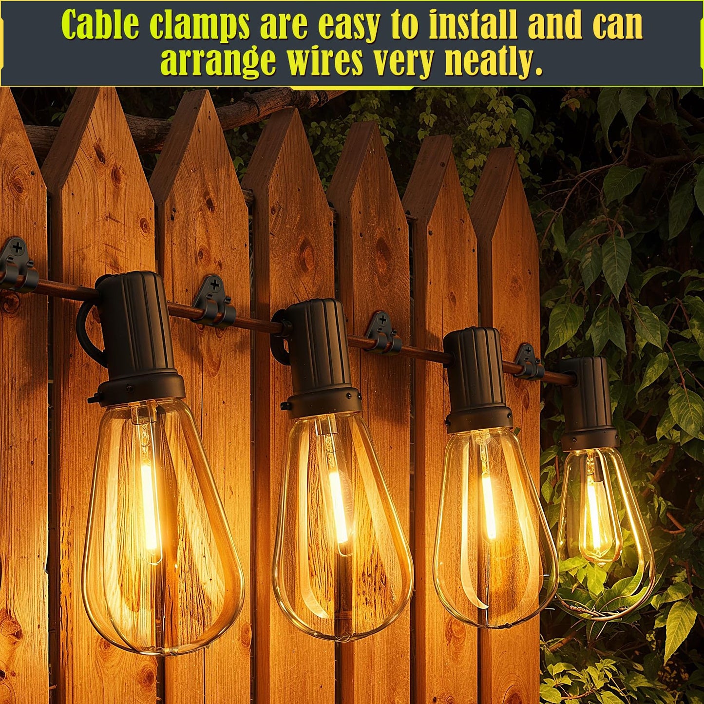 Lewufe Hooks for Outdoor String Lights Clips, Christmas Light Clips Weatherproof, Lights Hanger Hooks for Hanging Christmas Light, Fairy Light, Cable, Holiday Decor - Black, 50 Pack