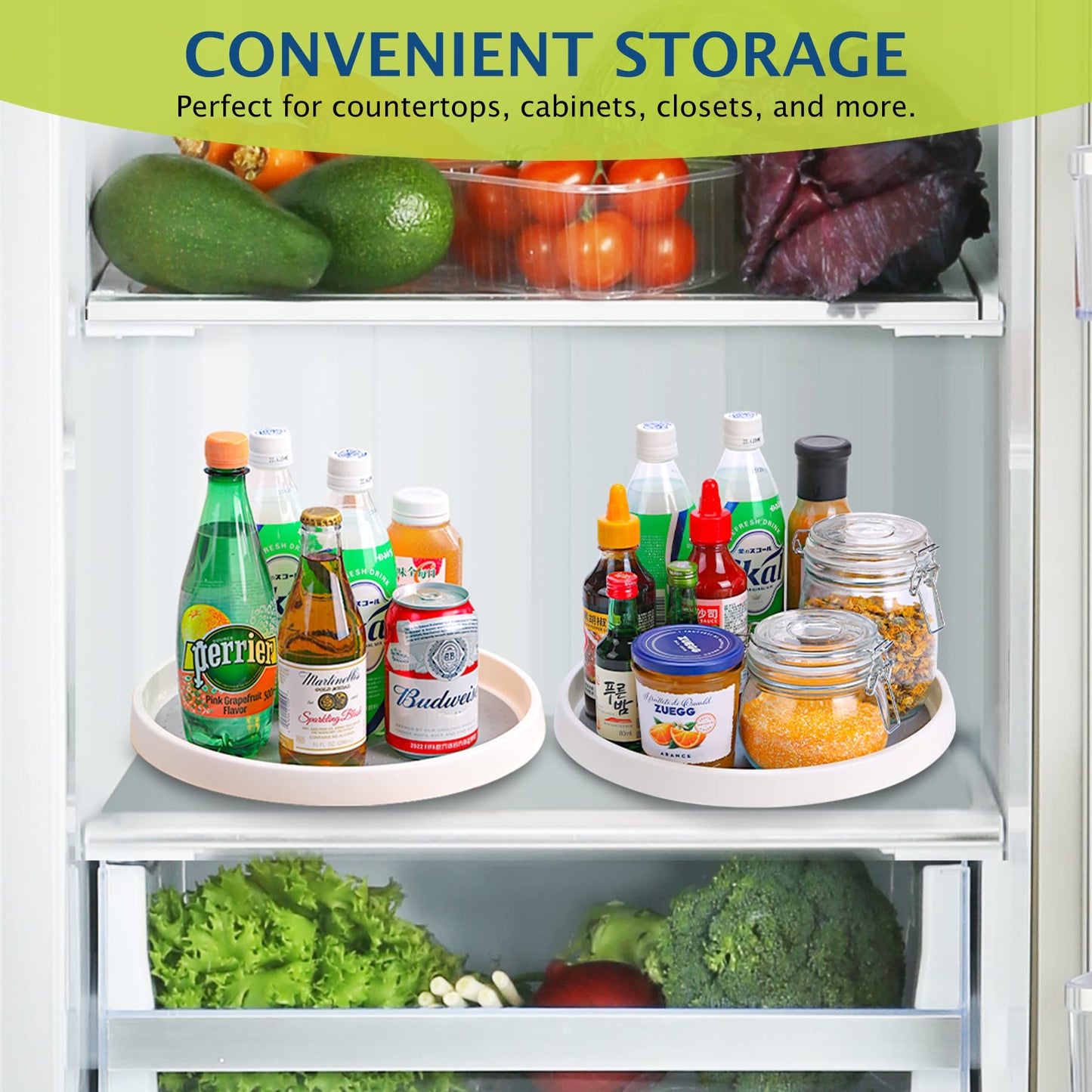 Set of 6, 12 Inch Non-Skid Lazy Susan Turntable, Lazy Susan Organizer for Cabinet, Pantry Organization, Kitchen Storage, Bathroom Sink Cabinet, Refrigerator, Countertop, Spice Rack (6 Pack 12 in)